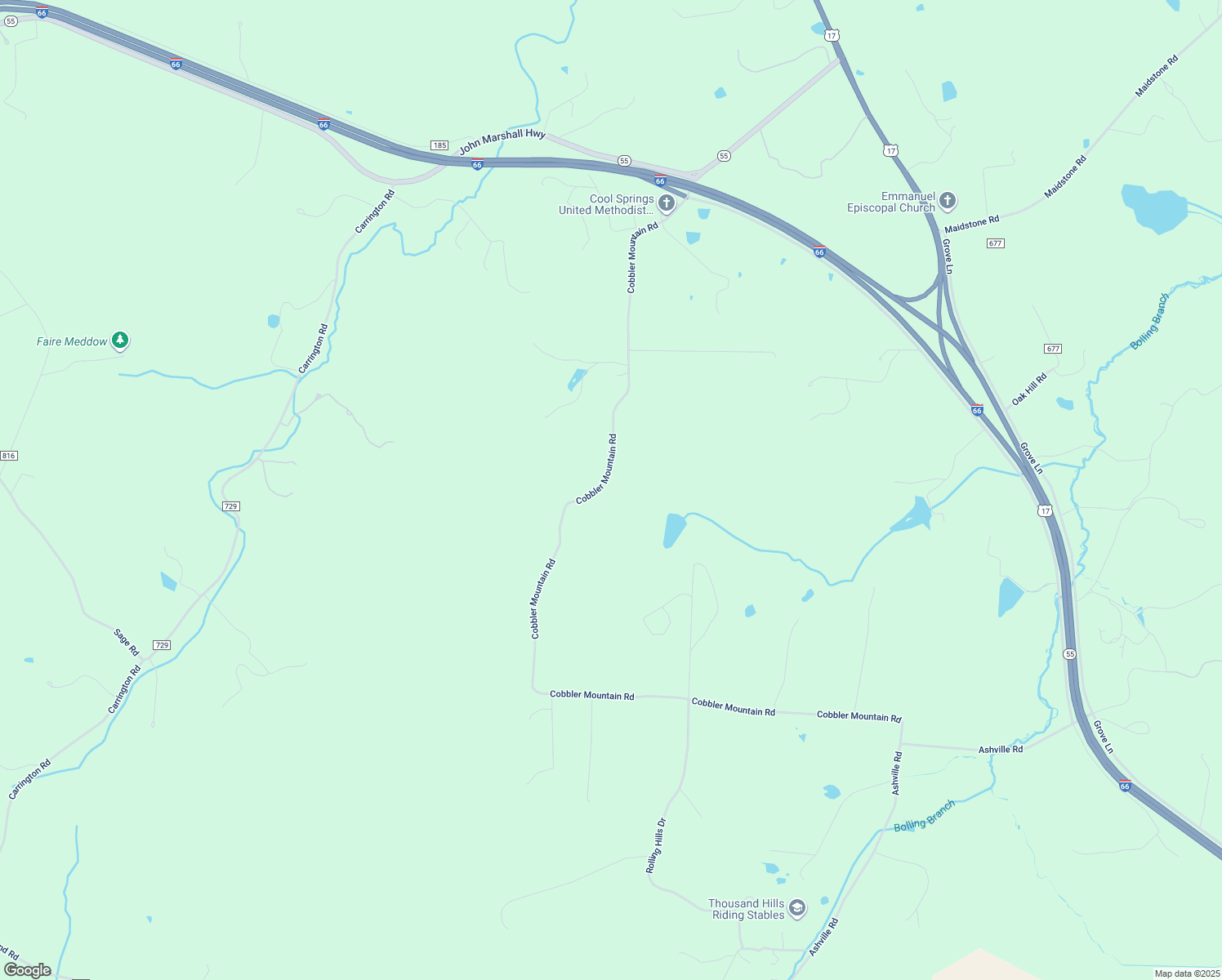 map of restaurants, bars, coffee shops, grocery stores, and more near 3545 Cobbler Mountain Road in Delaplane