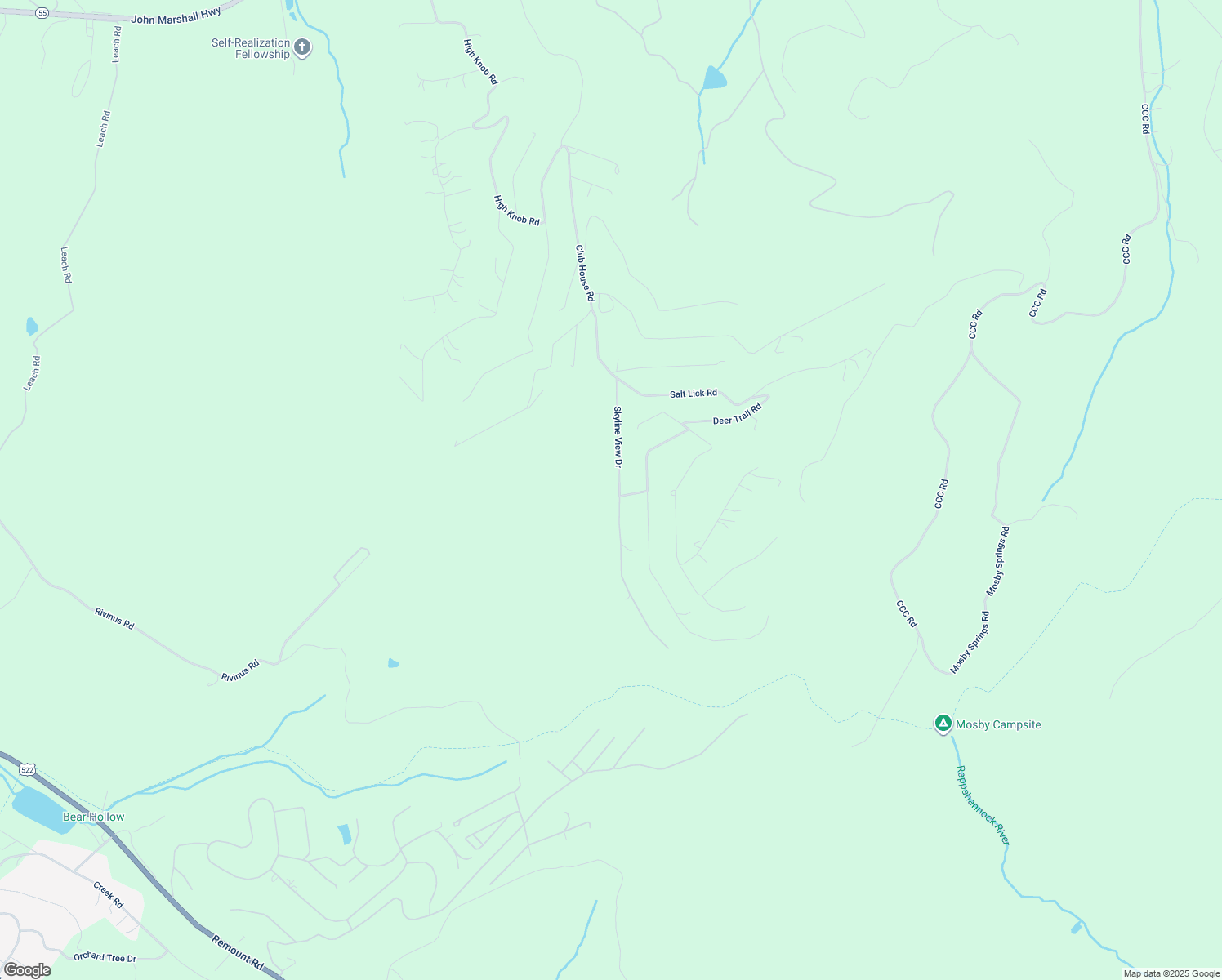map of restaurants, bars, coffee shops, grocery stores, and more near 300 Skyline View Drive in Front Royal