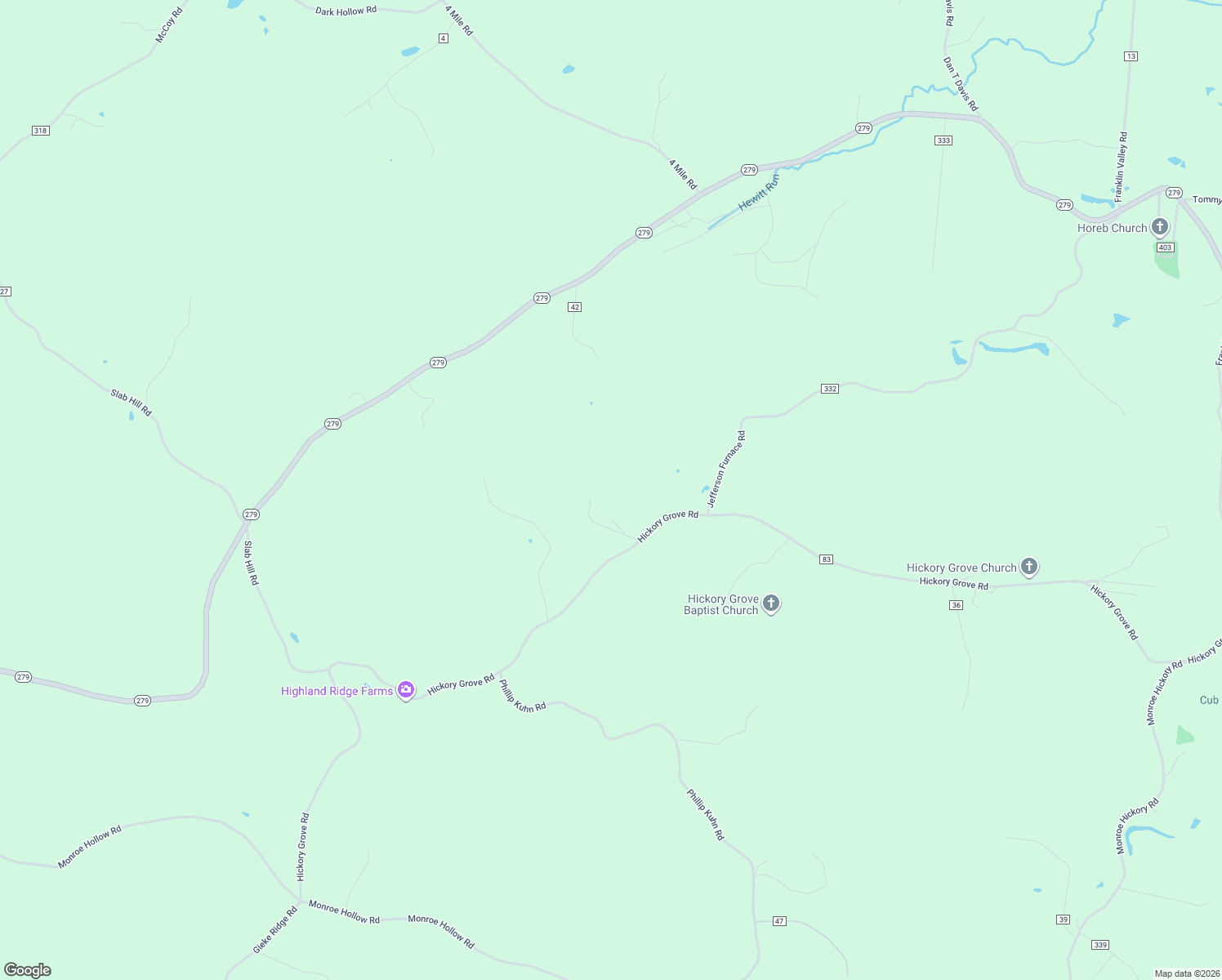 map of restaurants, bars, coffee shops, grocery stores, and more near 1831 Hickory Grove Road in Oak Hill