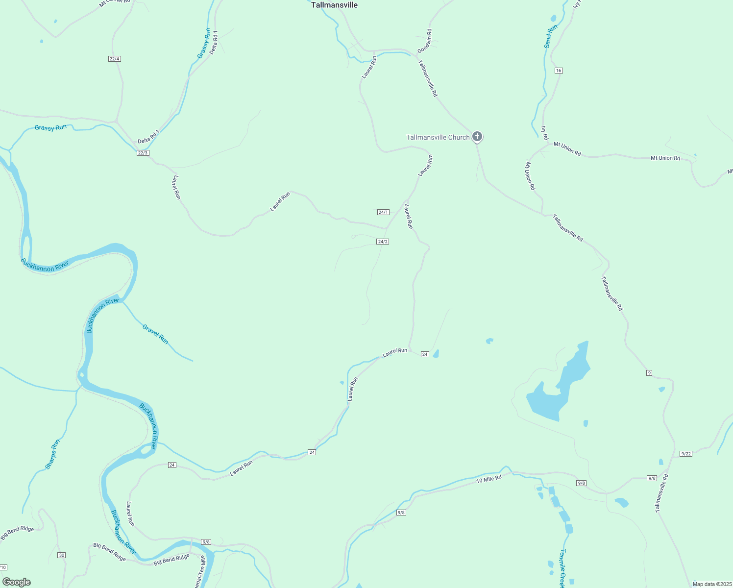 map of restaurants, bars, coffee shops, grocery stores, and more near Laurel Run in Tennerton