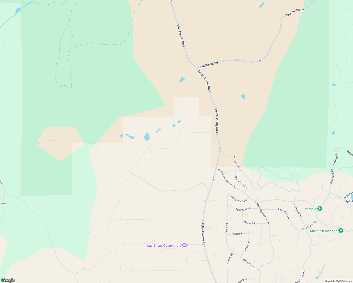 map of restaurants, bars, coffee shops, grocery stores, and more near County Road 1 in Florissant
