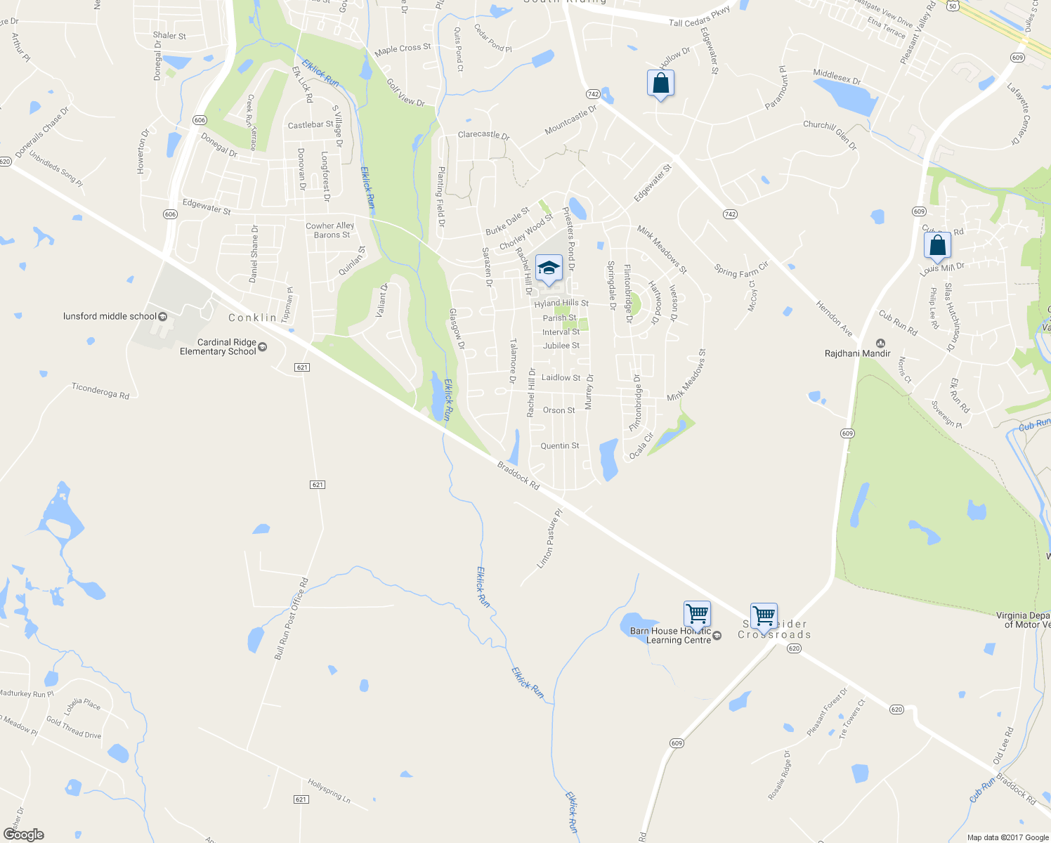 map of restaurants, bars, coffee shops, grocery stores, and more near 26133 Rachel Hill Drive in Chantilly