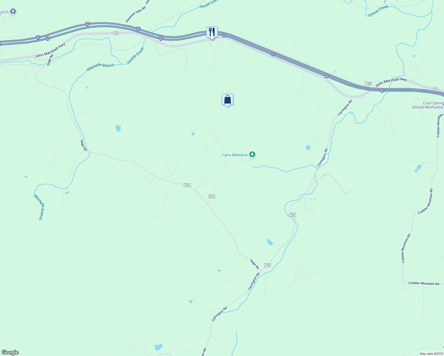 map of restaurants, bars, coffee shops, grocery stores, and more near 3475 Fenny Hill Road in Delaplane