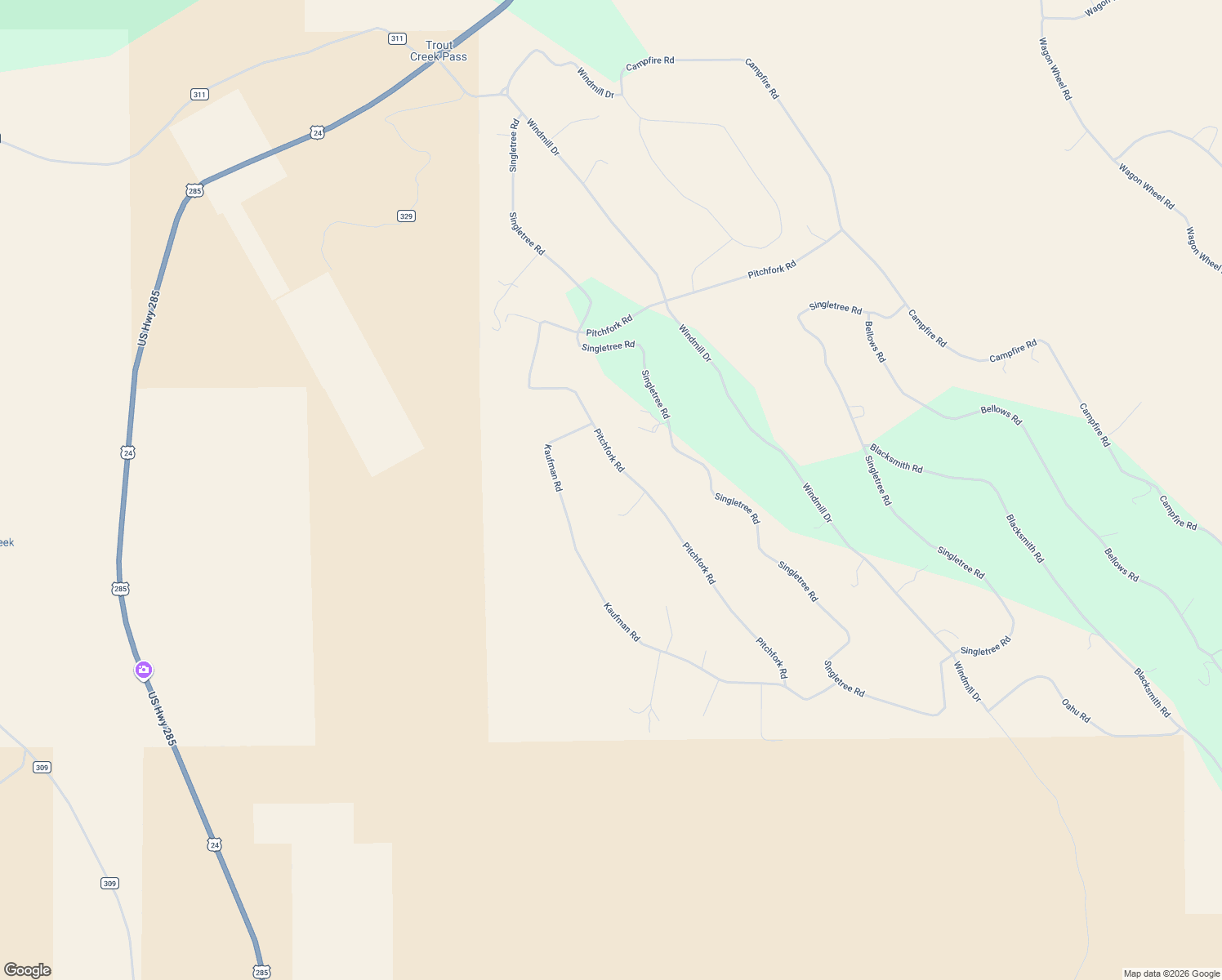map of restaurants, bars, coffee shops, grocery stores, and more near 1505 Pitchfork Road in Hartsel