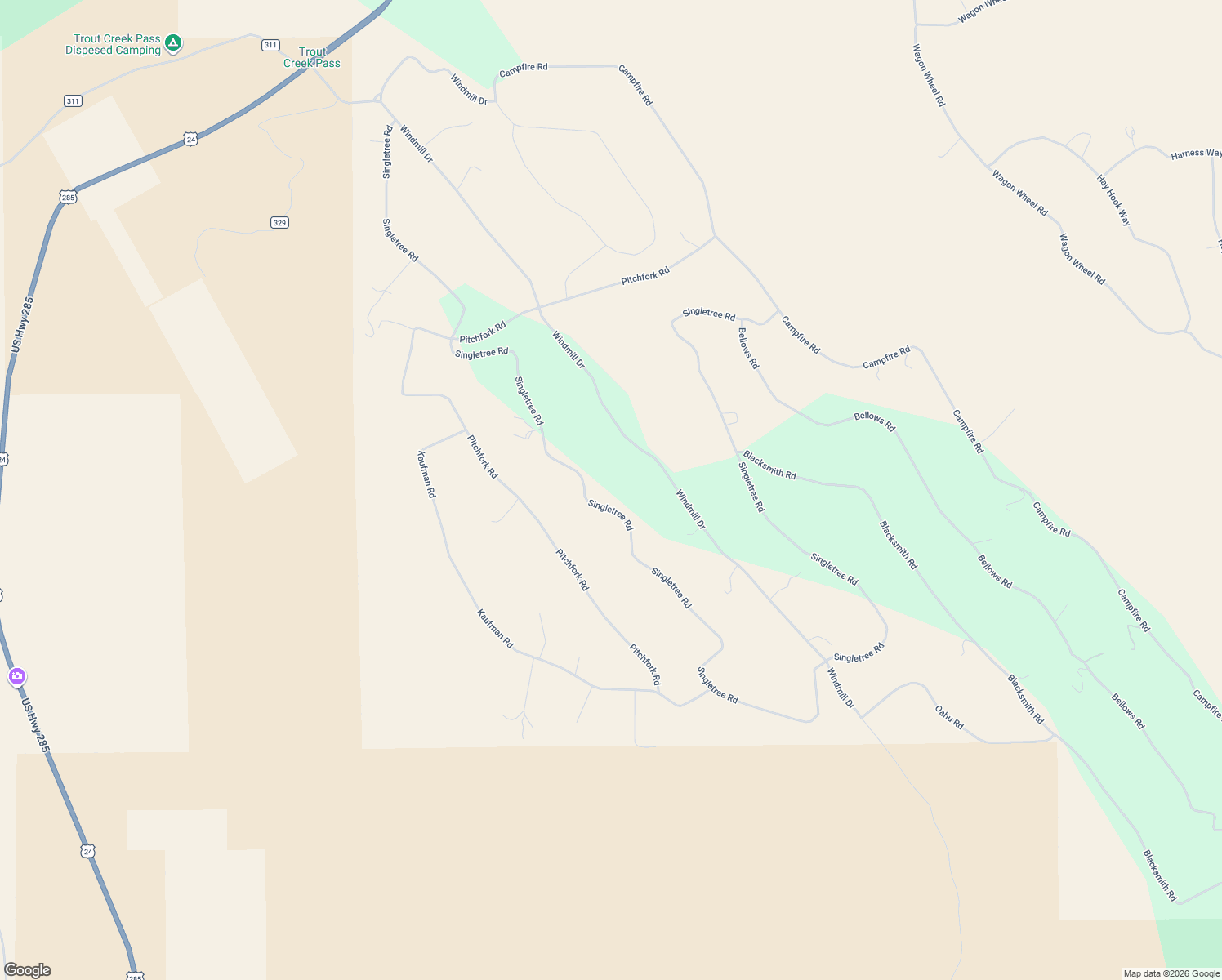 map of restaurants, bars, coffee shops, grocery stores, and more near 1505 Singletree Road in Hartsel