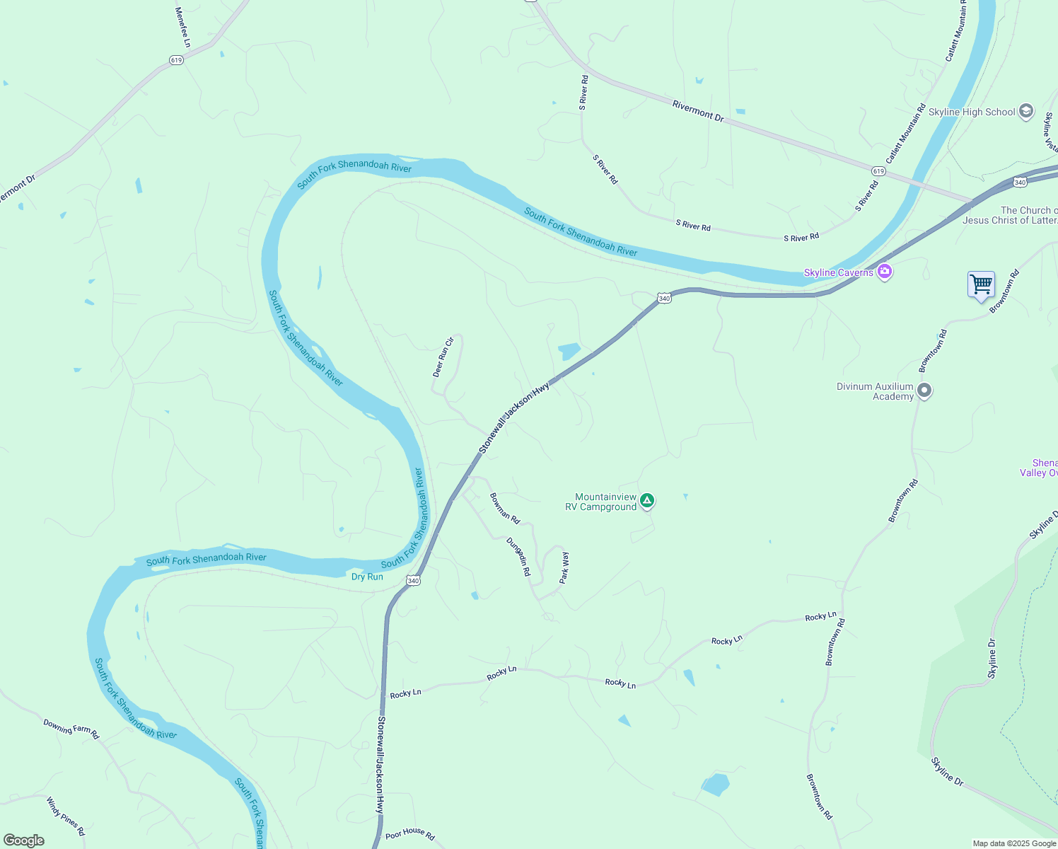 map of restaurants, bars, coffee shops, grocery stores, and more near 8934 Stonewall Jackson Highway in Front Royal