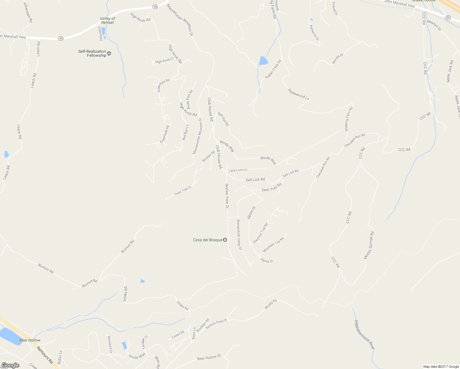 map of restaurants, bars, coffee shops, grocery stores, and more near 85 Skyline View Drive in Front Royal