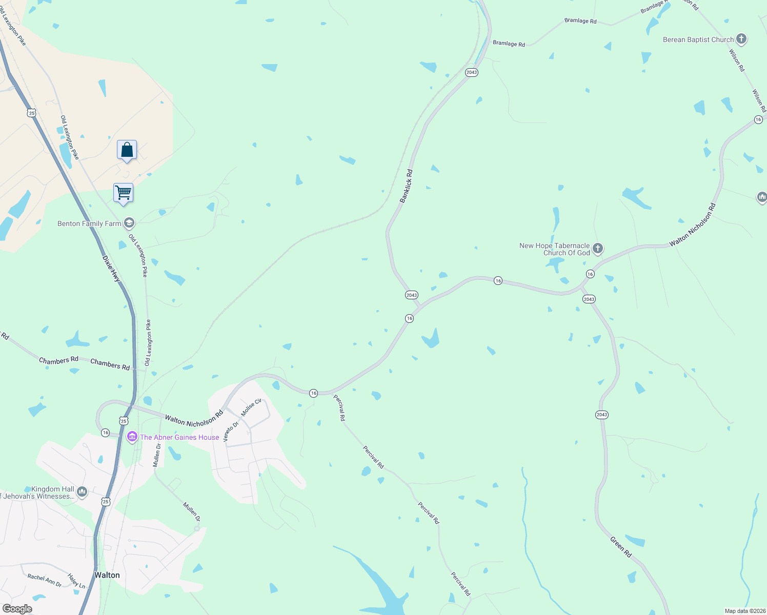map of restaurants, bars, coffee shops, grocery stores, and more near 868 Walton Nicholson Rd in Walton