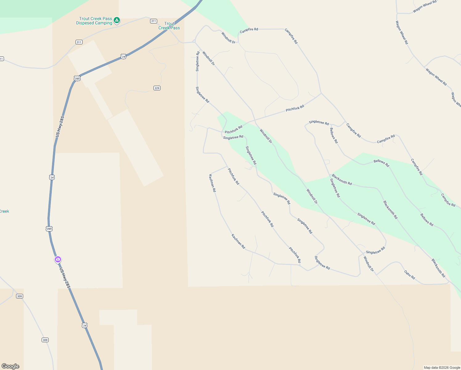 map of restaurants, bars, coffee shops, grocery stores, and more near 1457 Pitchfork Road in Hartsel
