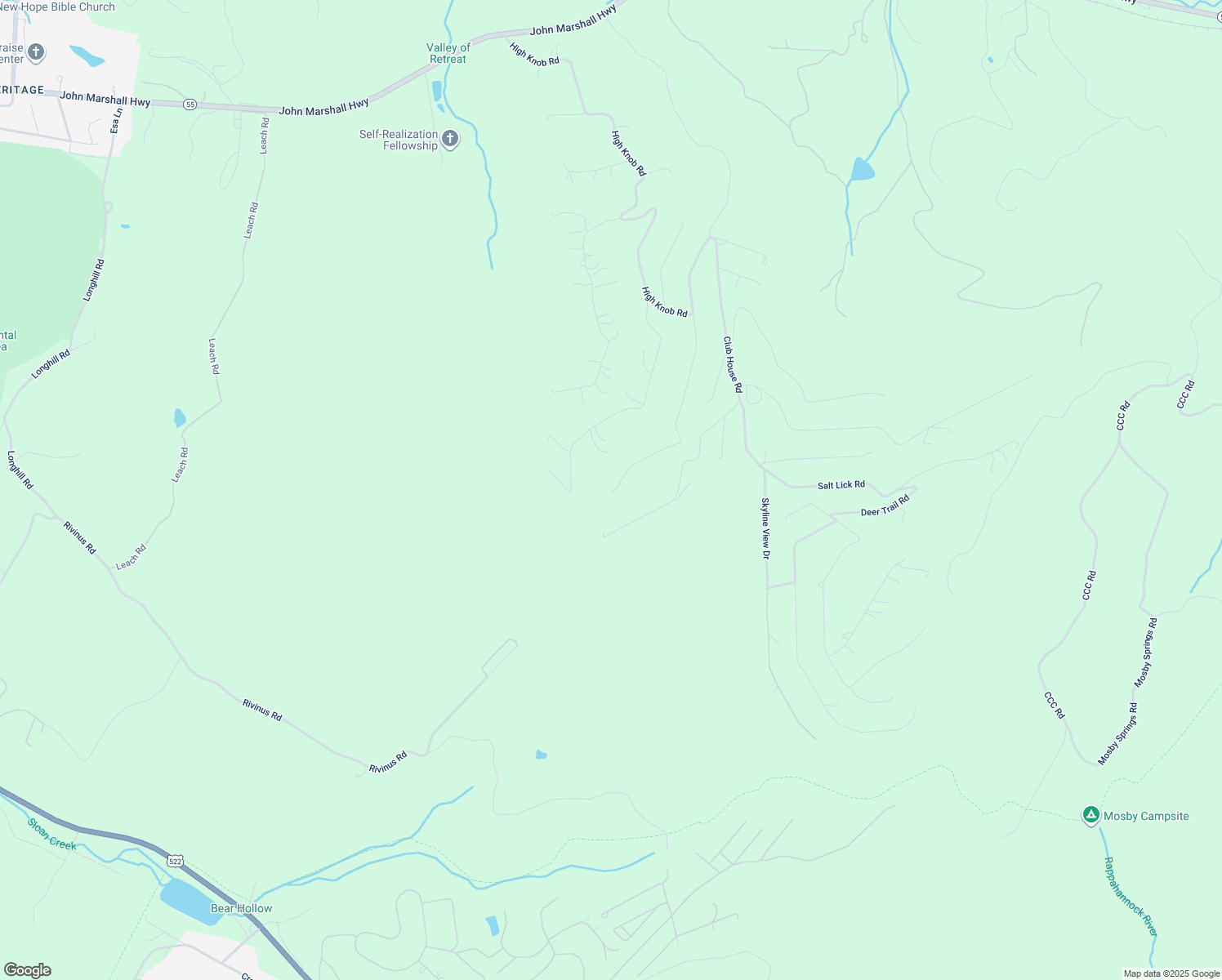 map of restaurants, bars, coffee shops, grocery stores, and more near 1634 Massanutten Mountain Drive in Front Royal