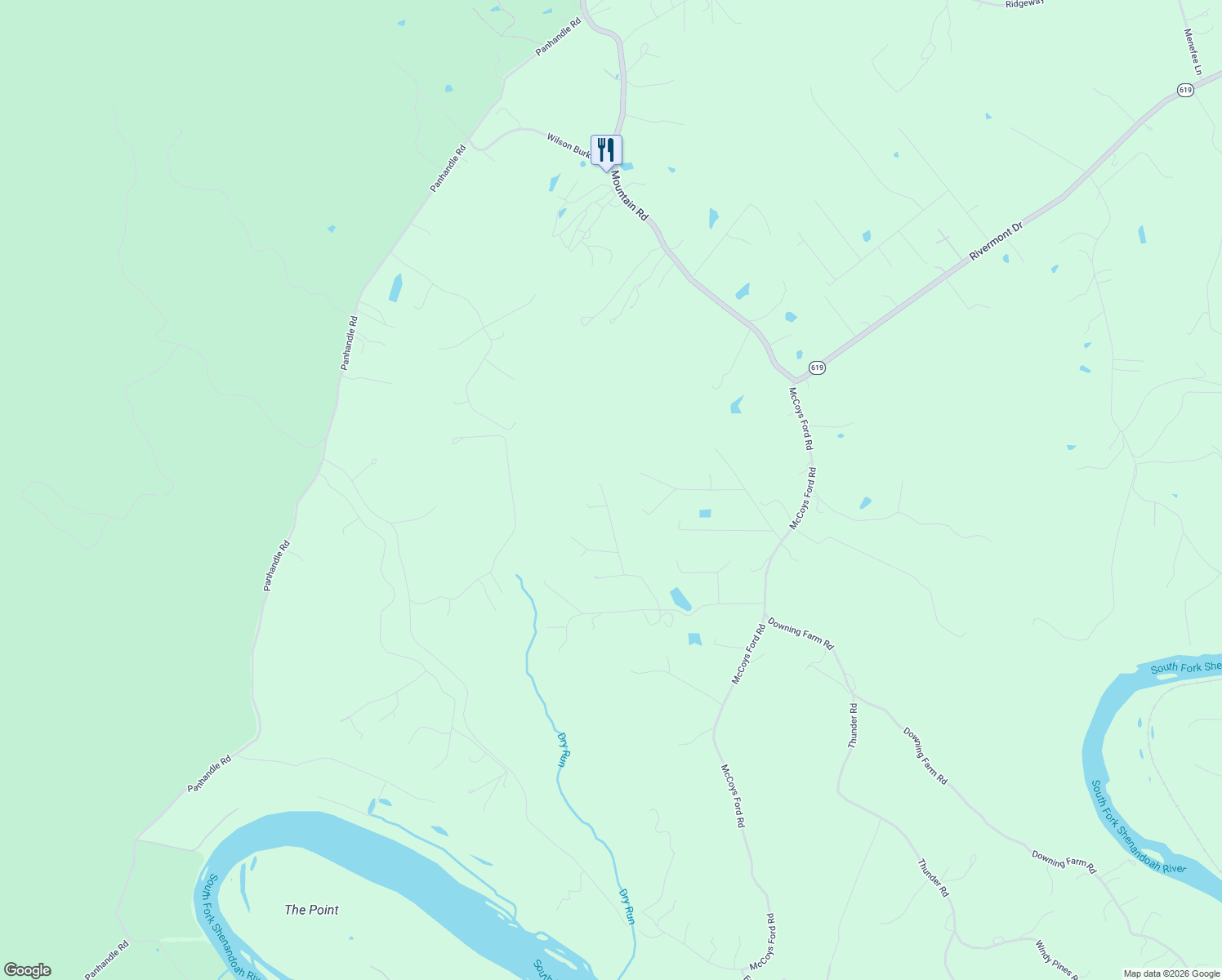 map of restaurants, bars, coffee shops, grocery stores, and more near 244 Hickory Road in Front Royal