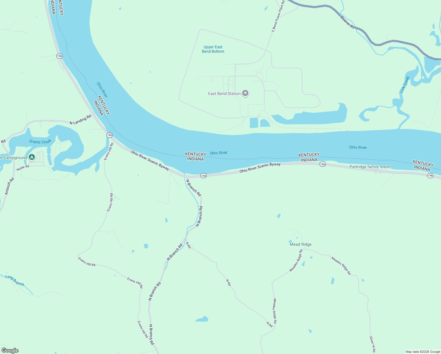 map of restaurants, bars, coffee shops, grocery stores, and more near 16027 Indiana 156 in Patriot