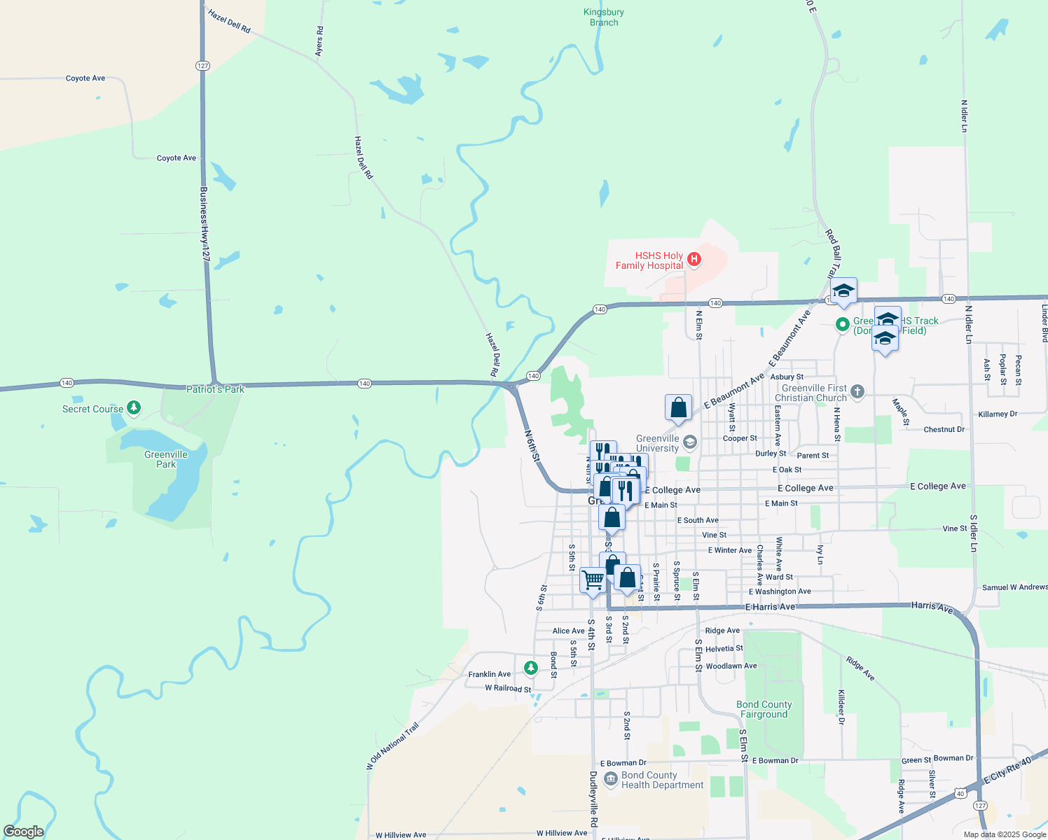 map of restaurants, bars, coffee shops, grocery stores, and more near 421 Mill Hill Road in Greenville