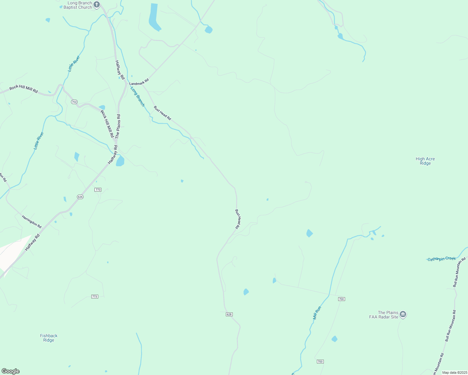 map of restaurants, bars, coffee shops, grocery stores, and more near 3445 Bust Head Road in The Plains
