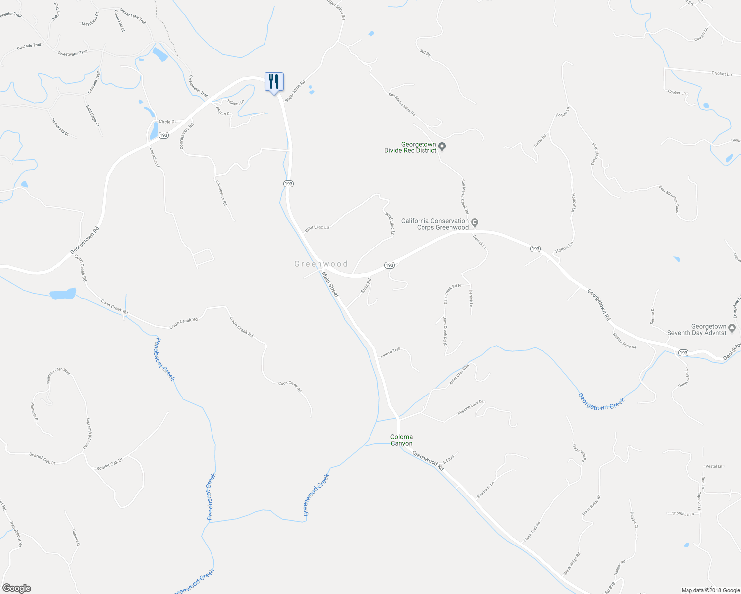 map of restaurants, bars, coffee shops, grocery stores, and more near 4170 Ricci Road in Greenwood