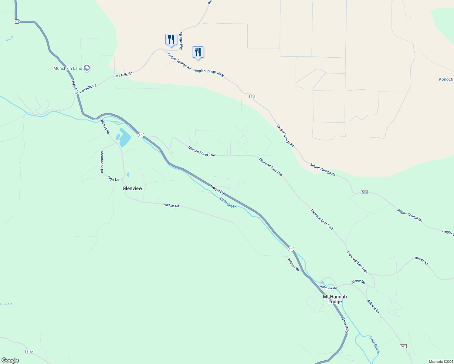 map of restaurants, bars, coffee shops, grocery stores, and more near 9240 Pollard Way in Kelseyville