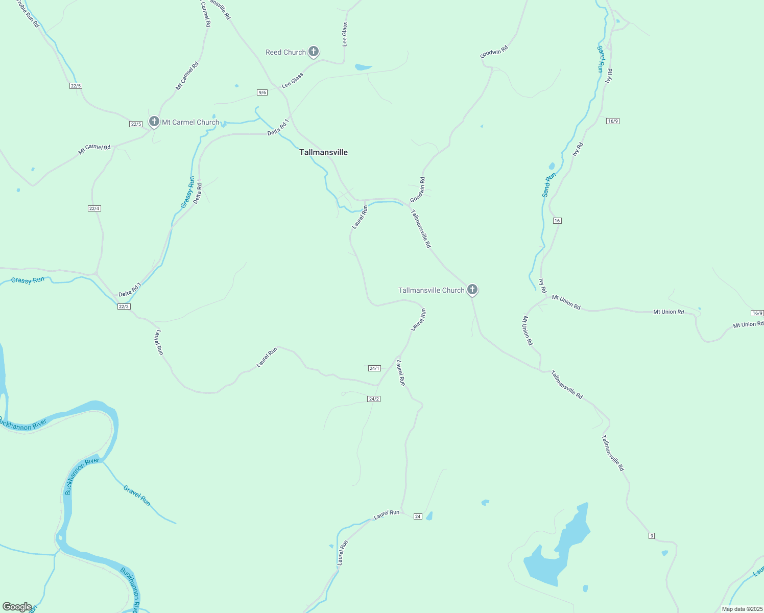 map of restaurants, bars, coffee shops, grocery stores, and more near Laurel Run in Buckhannon