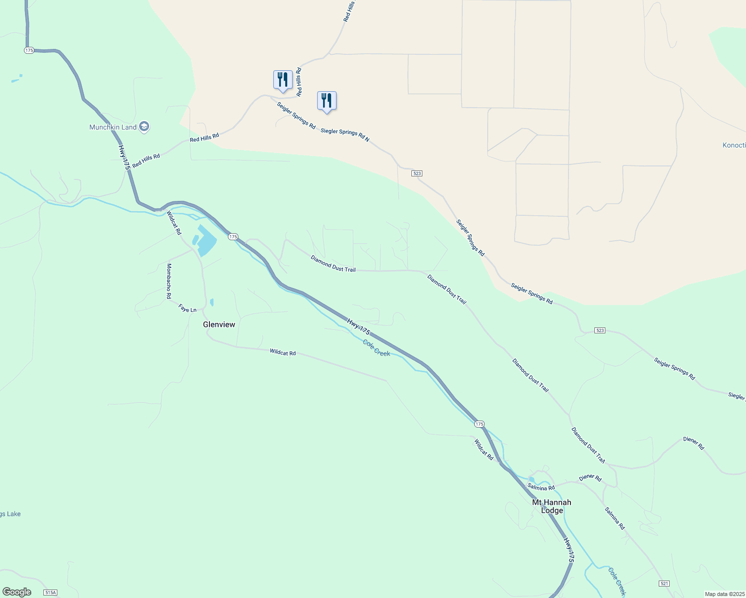 map of restaurants, bars, coffee shops, grocery stores, and more near 9240 Pollard Way in Kelseyville
