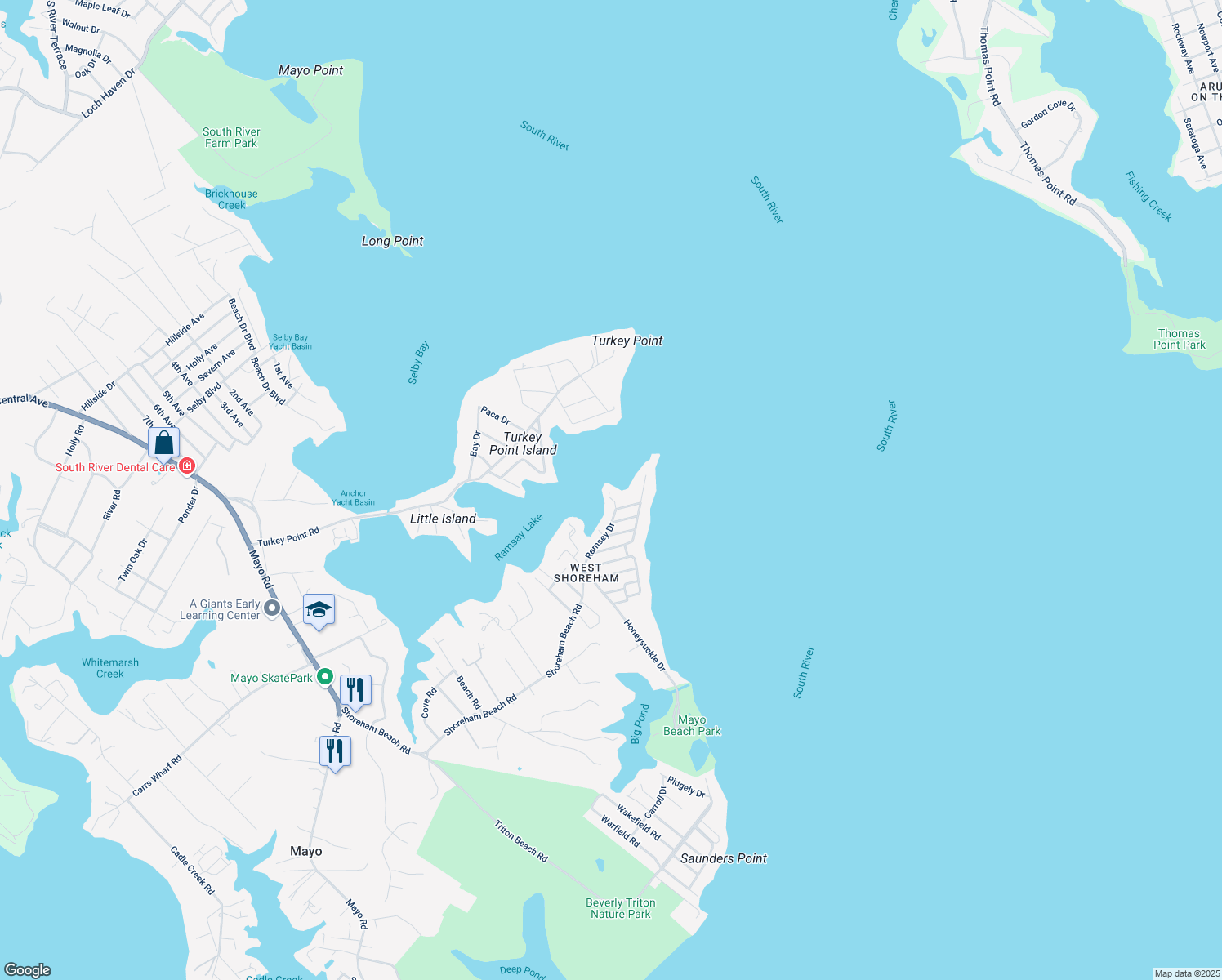 map of restaurants, bars, coffee shops, grocery stores, and more near 3937 Mill Pond Point Road in Edgewater