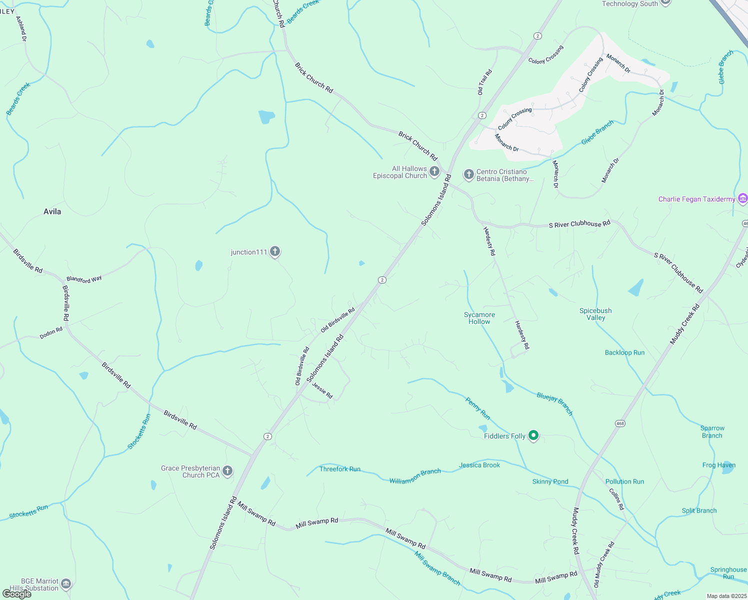 map of restaurants, bars, coffee shops, grocery stores, and more near 3721 Solomons Island Road in Harwood