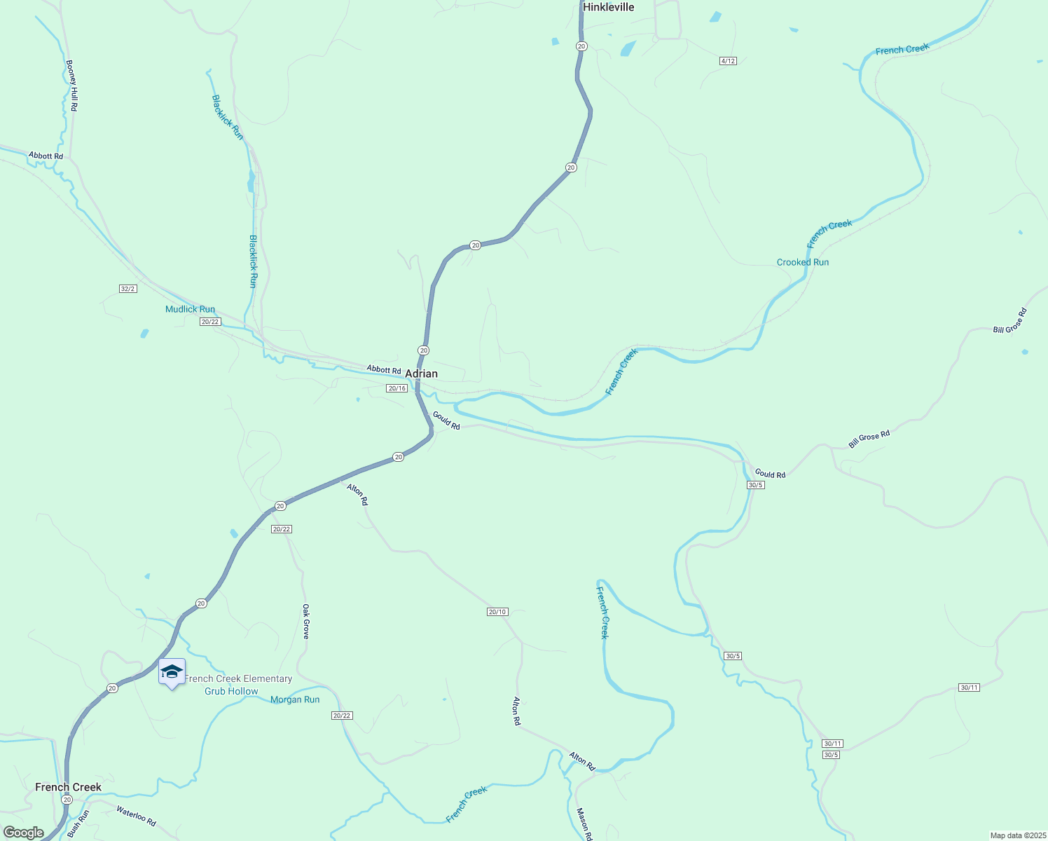 map of restaurants, bars, coffee shops, grocery stores, and more near 277 Gould Road in French Creek
