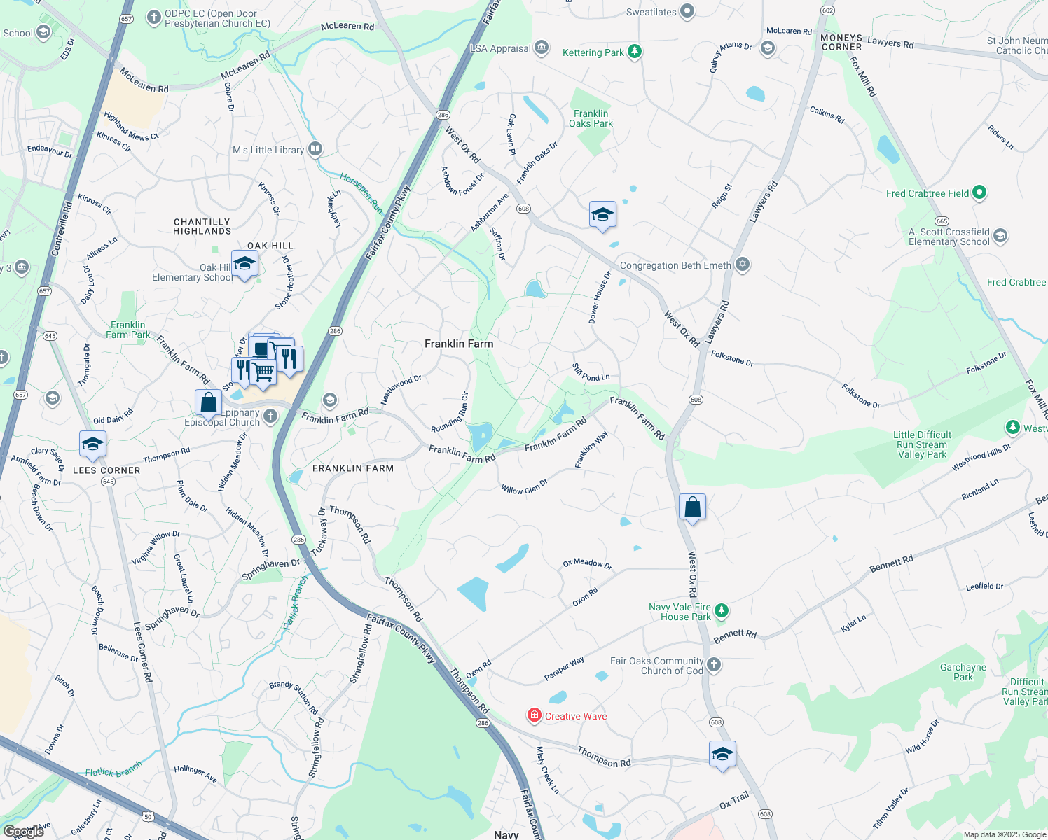 map of restaurants, bars, coffee shops, grocery stores, and more near 3136 Hannahs Pond Lane in Herndon