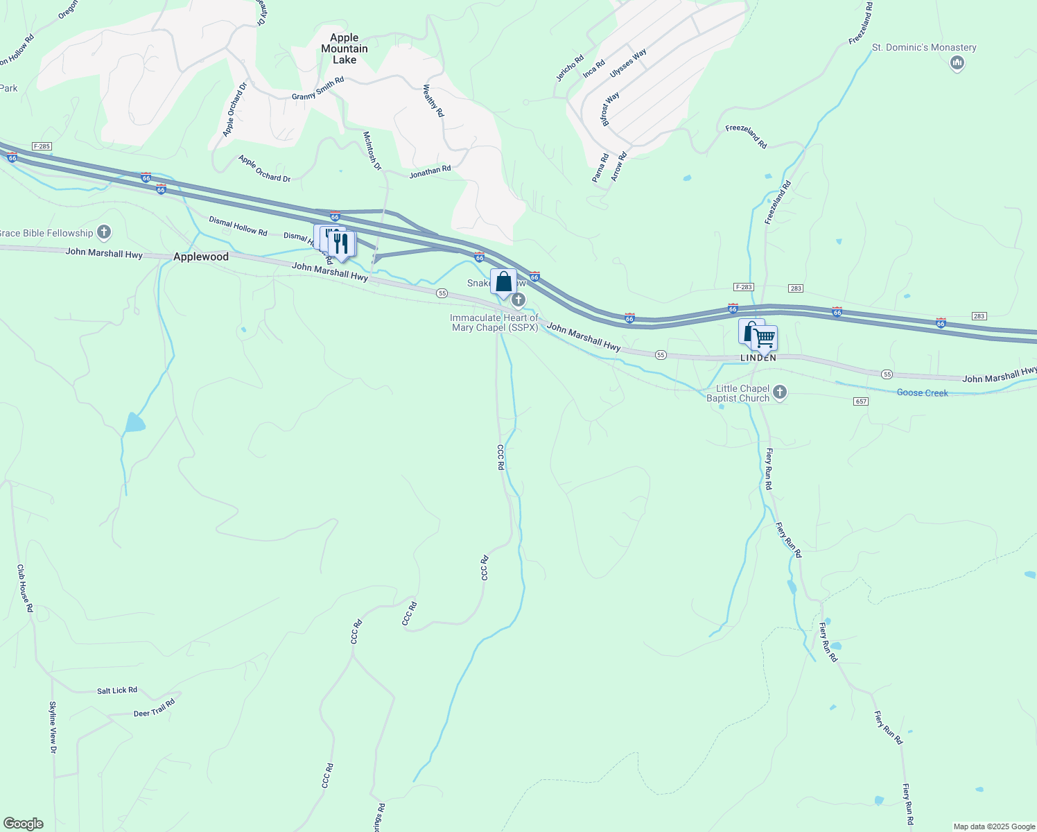 map of restaurants, bars, coffee shops, grocery stores, and more near 363 CCC Road in Linden