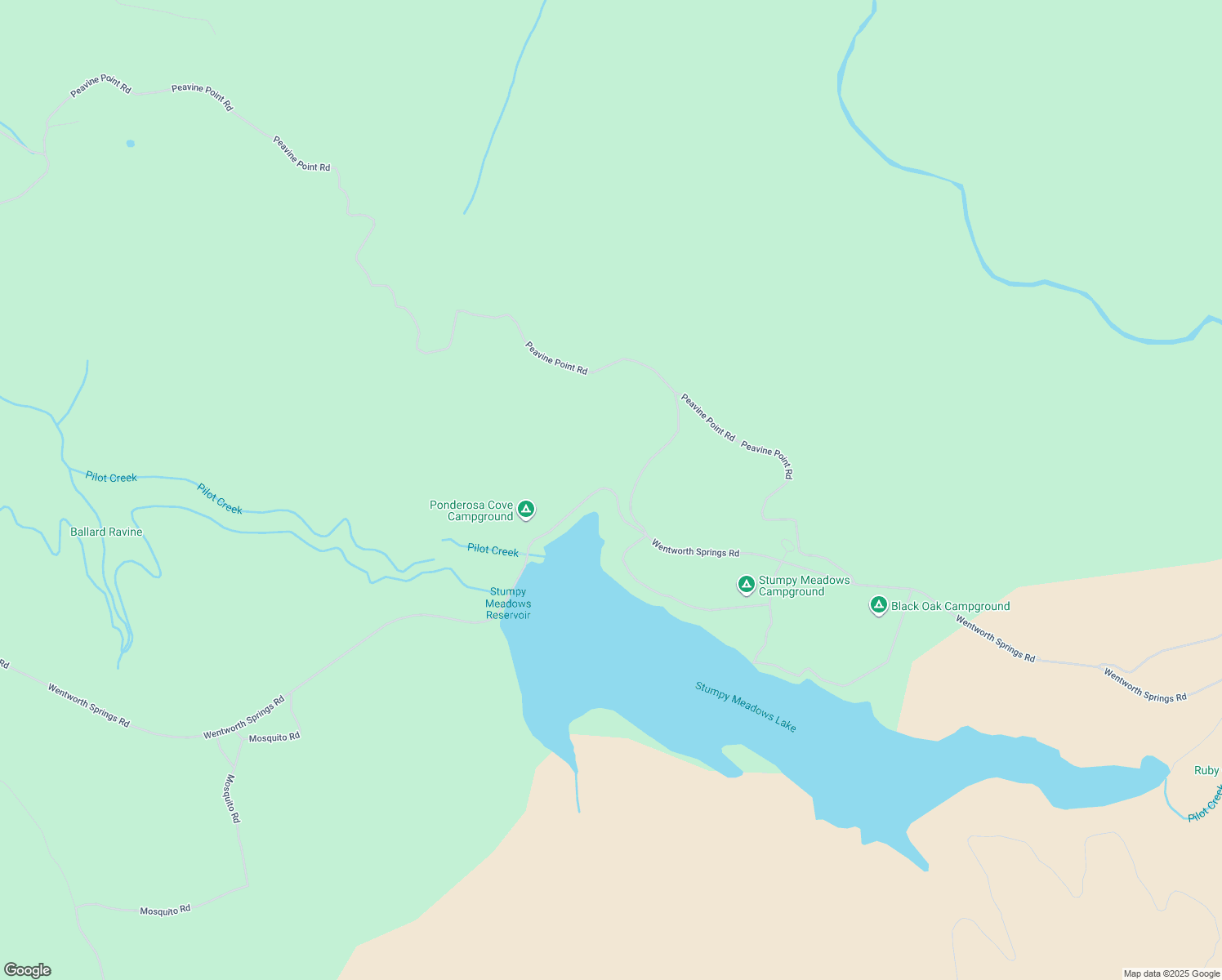 map of restaurants, bars, coffee shops, grocery stores, and more near Wentworth Springs Road in El Dorado County
