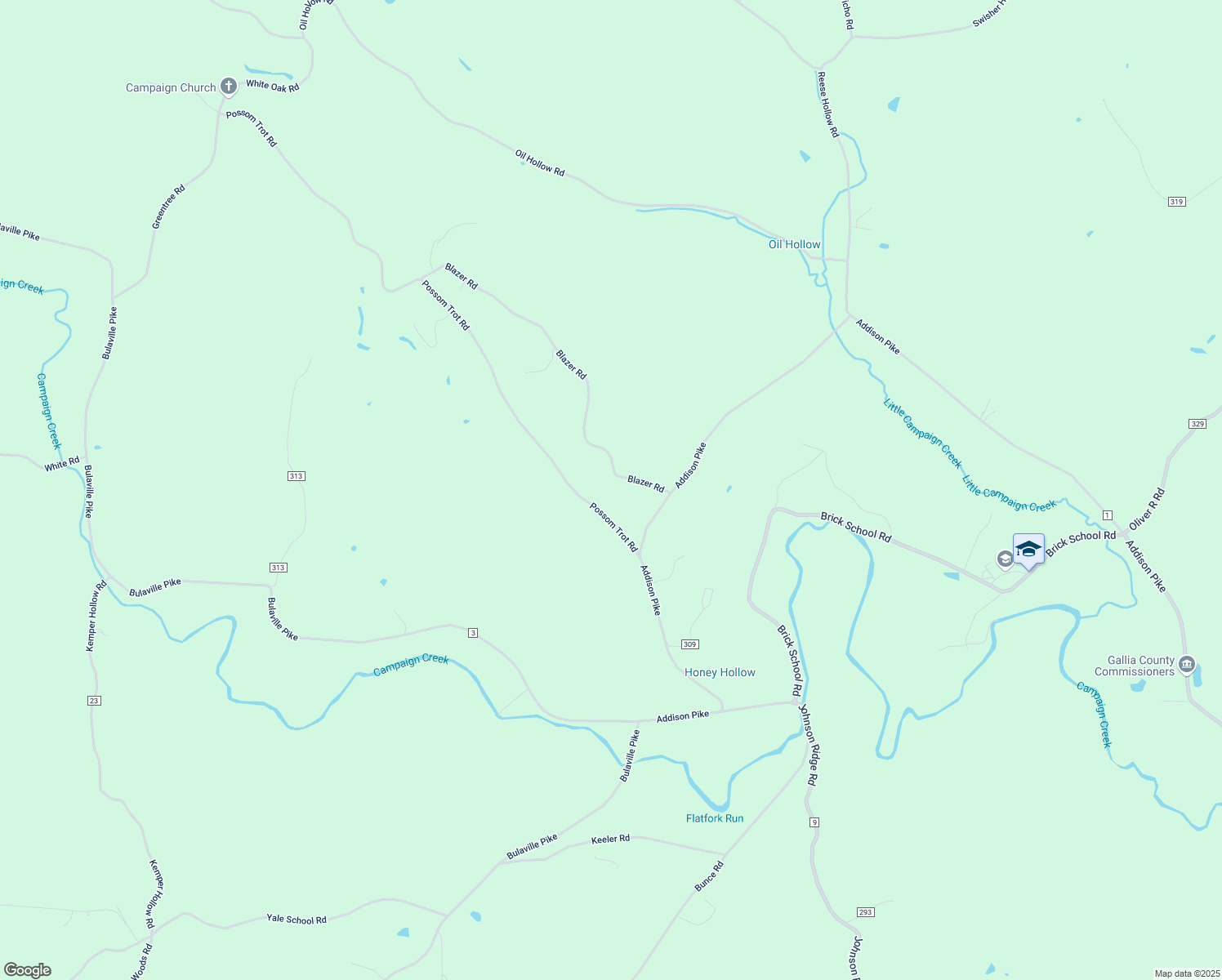 map of restaurants, bars, coffee shops, grocery stores, and more near 143 Blazer Road in Gallipolis