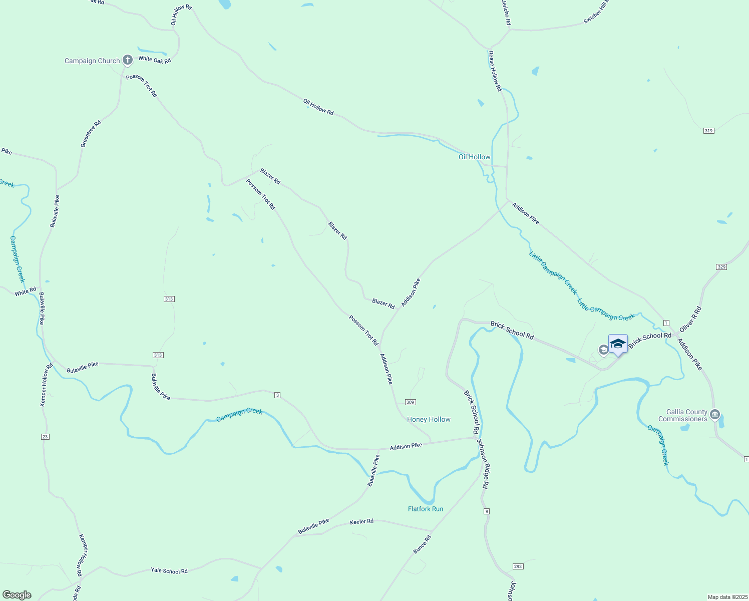 map of restaurants, bars, coffee shops, grocery stores, and more near 143 Blazer Road in Gallipolis