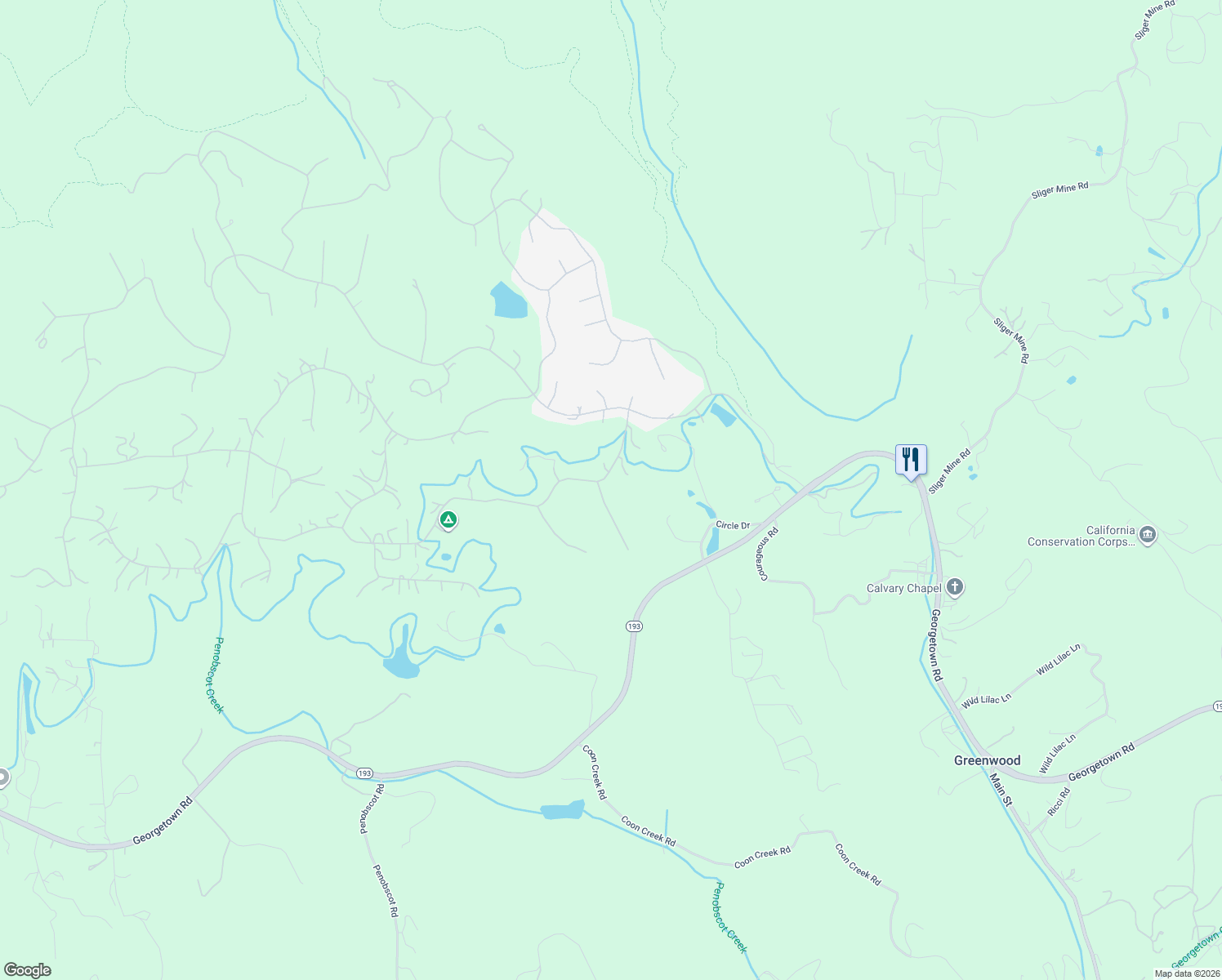 map of restaurants, bars, coffee shops, grocery stores, and more near 2240 Bald Eagle Court in Cool