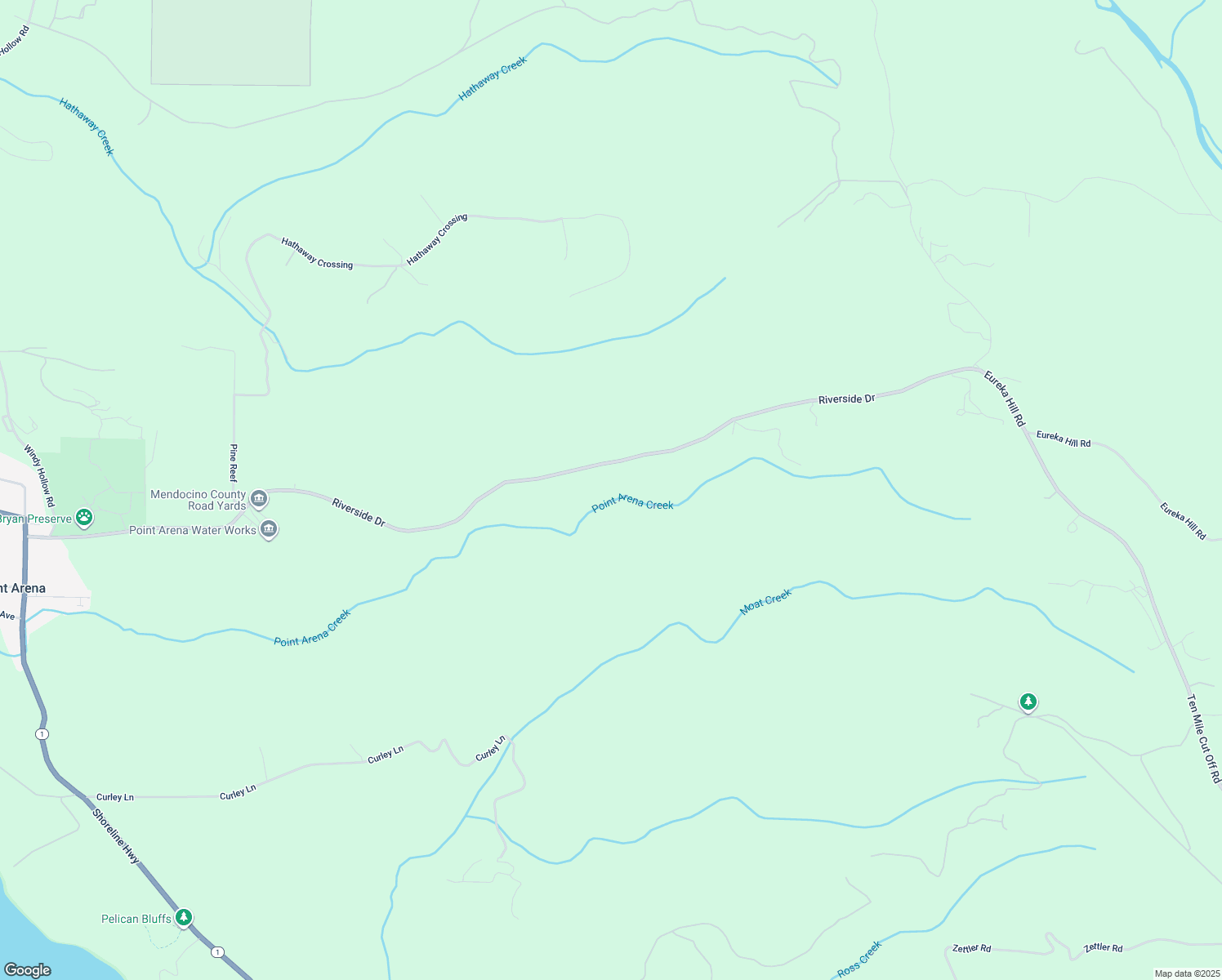 map of restaurants, bars, coffee shops, grocery stores, and more near 41527-41697 Riverside Drive in Point Arena
