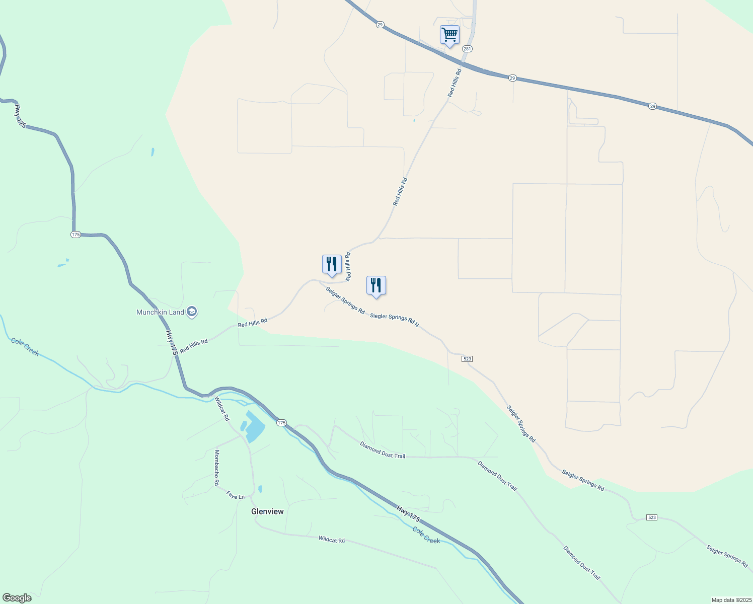 map of restaurants, bars, coffee shops, grocery stores, and more near 8664 Seigler Springs Road in Kelseyville