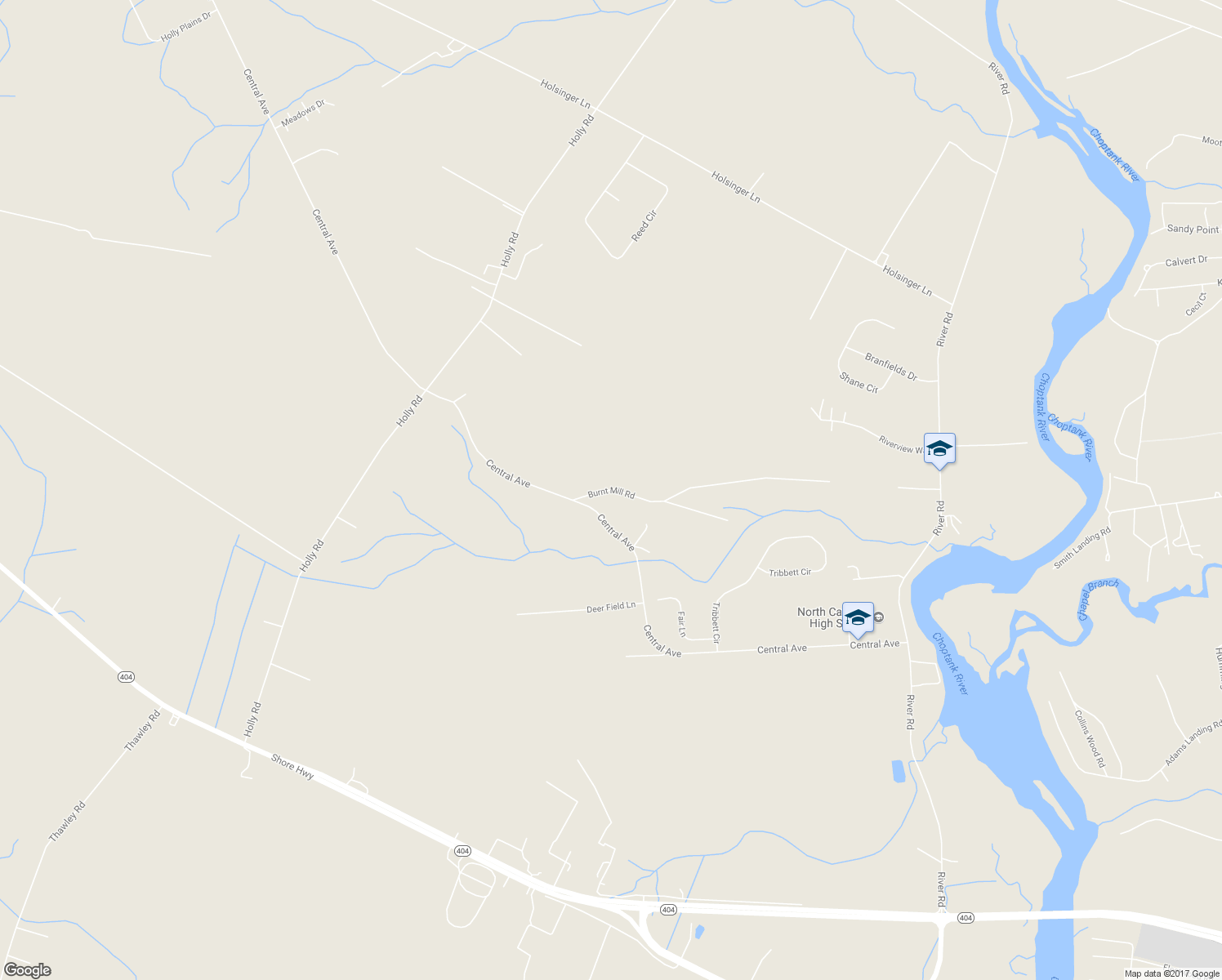 map of restaurants, bars, coffee shops, grocery stores, and more near 24451 Burnt Mill Road in Ridgely