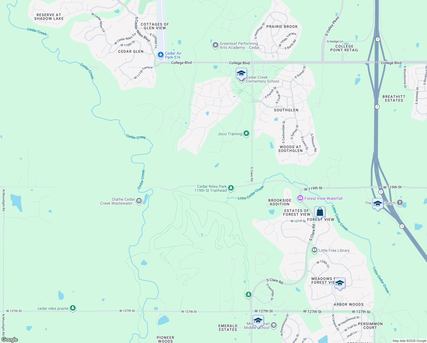 map of restaurants, bars, coffee shops, grocery stores, and more near 25250 West 119th Street in Olathe