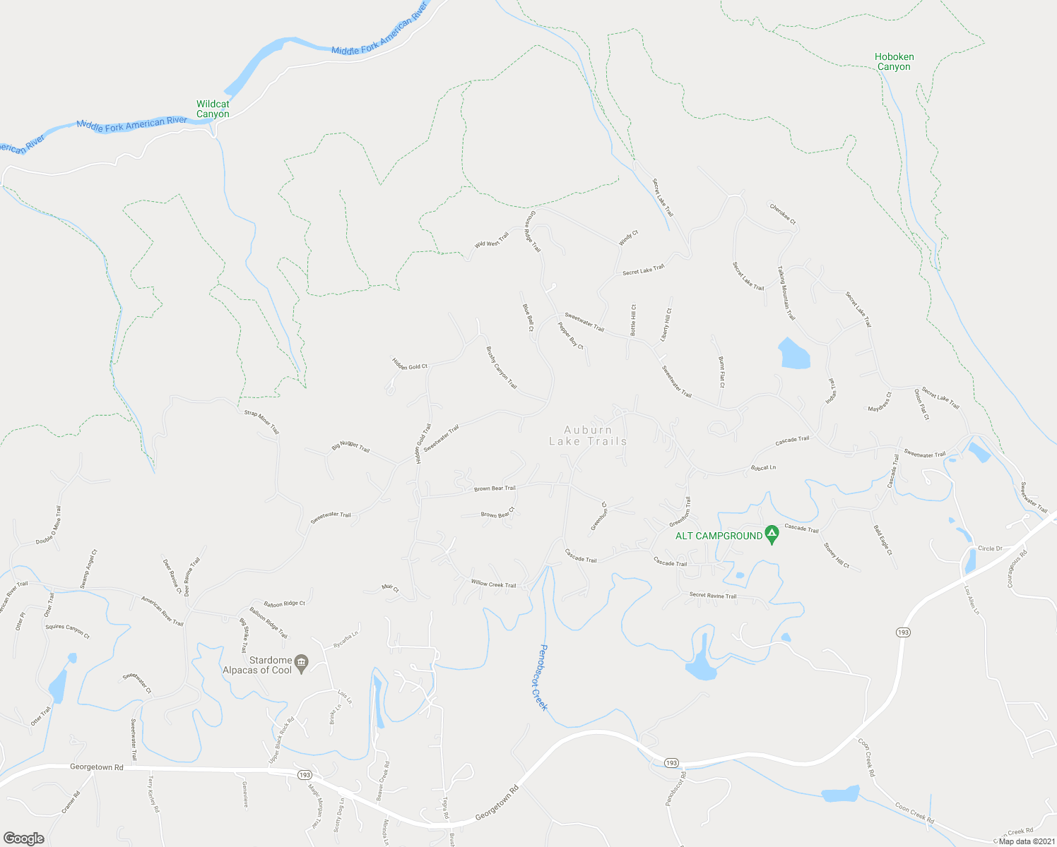map of restaurants, bars, coffee shops, grocery stores, and more near 2746 Sweetwater Trail in Cool