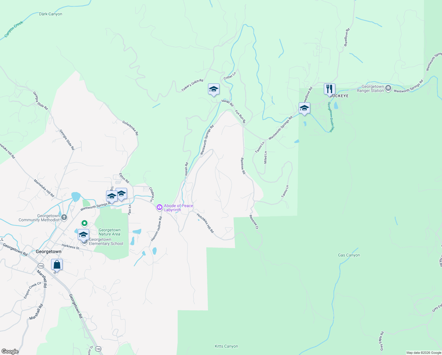 map of restaurants, bars, coffee shops, grocery stores, and more near 3370 Chipmunk Trail in Georgetown