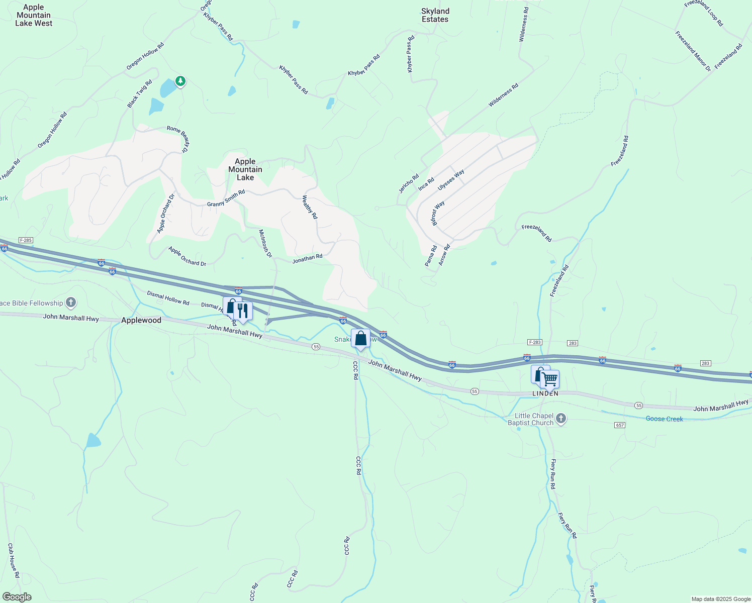 map of restaurants, bars, coffee shops, grocery stores, and more near 427 Golden Russet Drive in Linden