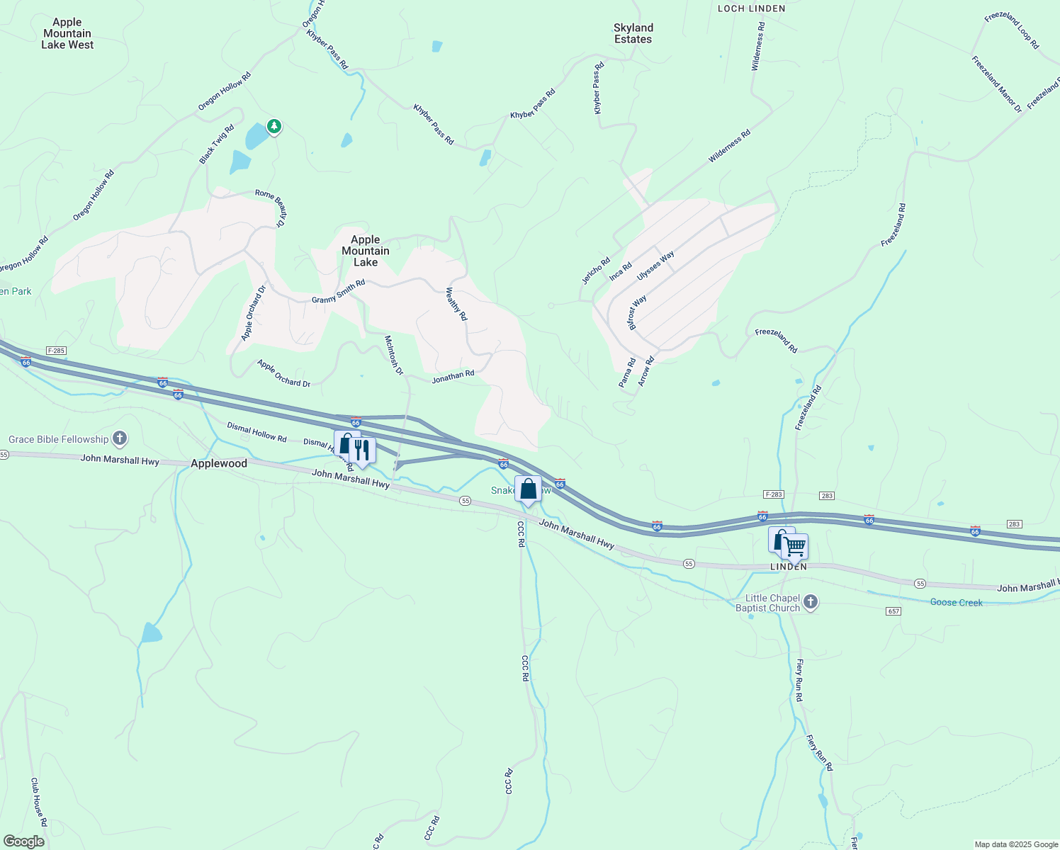 map of restaurants, bars, coffee shops, grocery stores, and more near 365 Golden Russet Drive in Linden