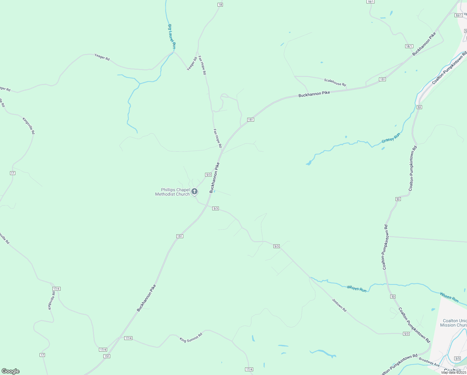 map of restaurants, bars, coffee shops, grocery stores, and more near 63 Hc 61 in Coalton