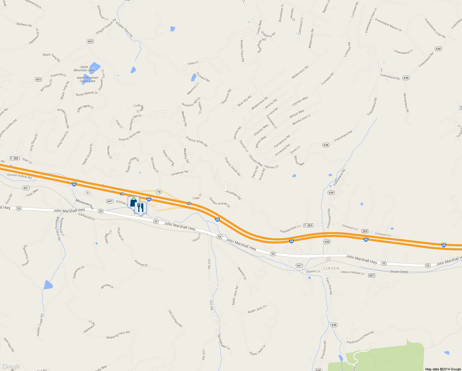 map of restaurants, bars, coffee shops, grocery stores, and more near 675 Jonathan Road in Linden