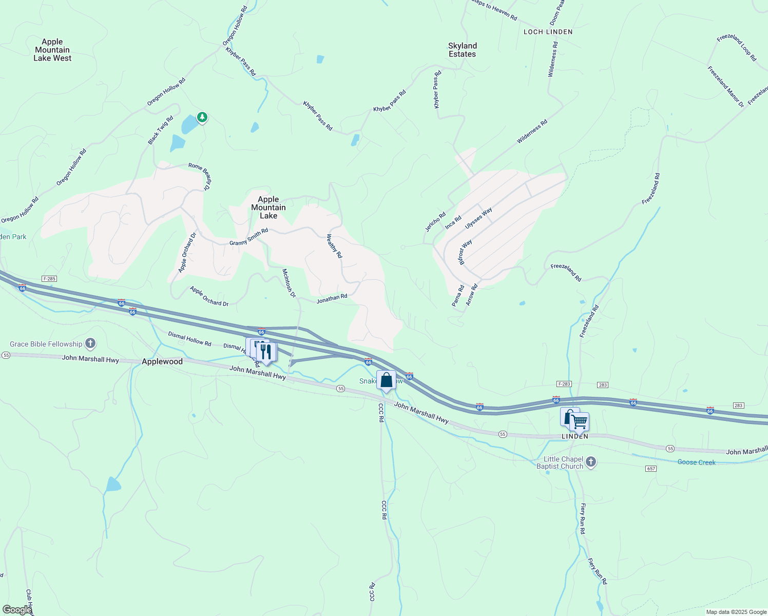 map of restaurants, bars, coffee shops, grocery stores, and more near 542 Jonathan Road in Linden