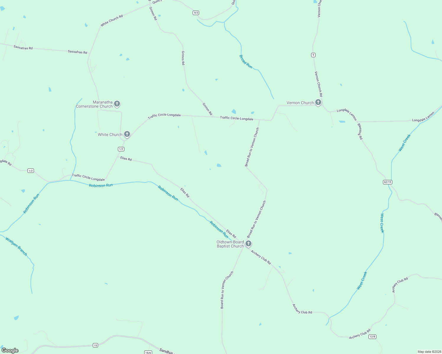 map of restaurants, bars, coffee shops, grocery stores, and more near Broad Run to Vernon Church in Letart