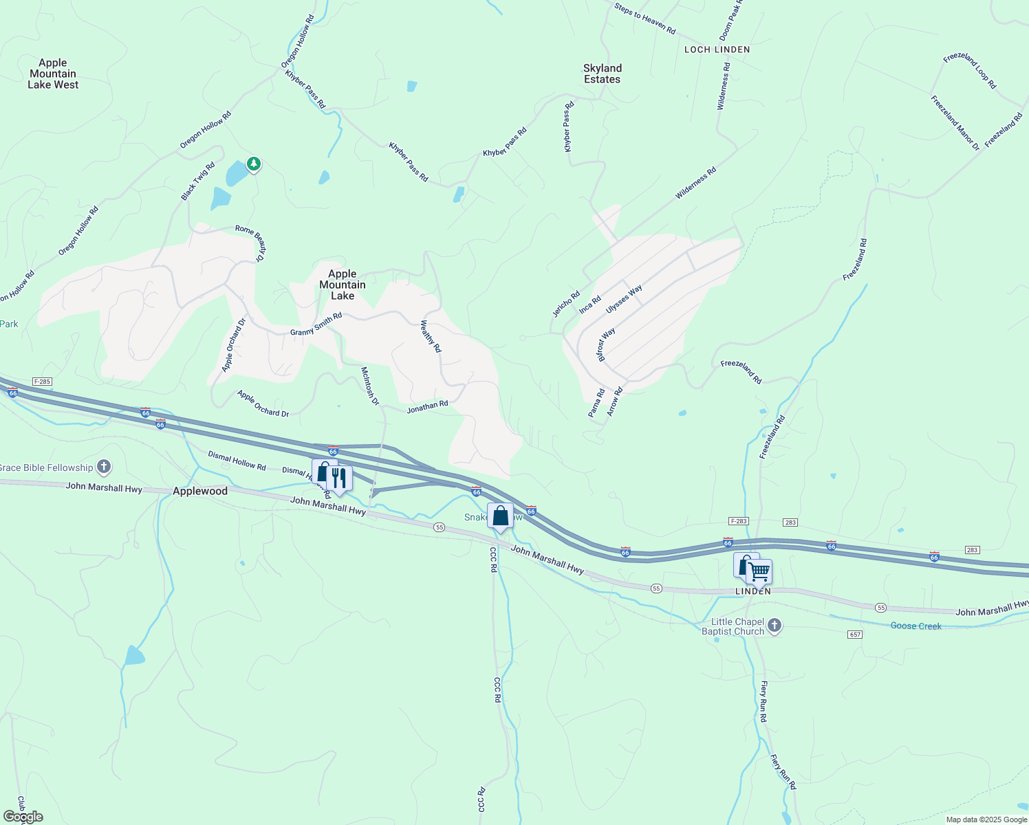 map of restaurants, bars, coffee shops, grocery stores, and more near 551 Jonathan Road in Linden