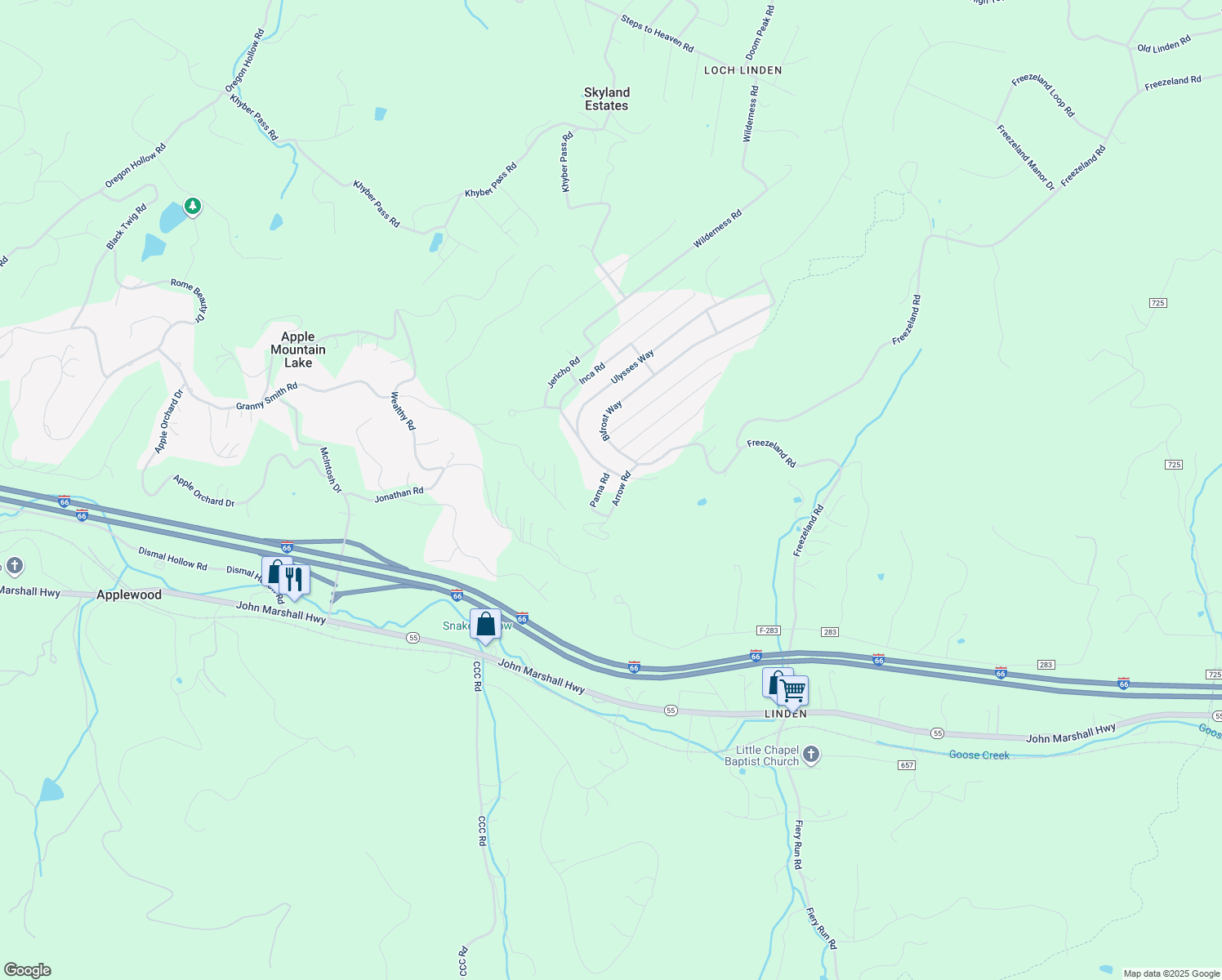 map of restaurants, bars, coffee shops, grocery stores, and more near 51 Parna Road in Linden