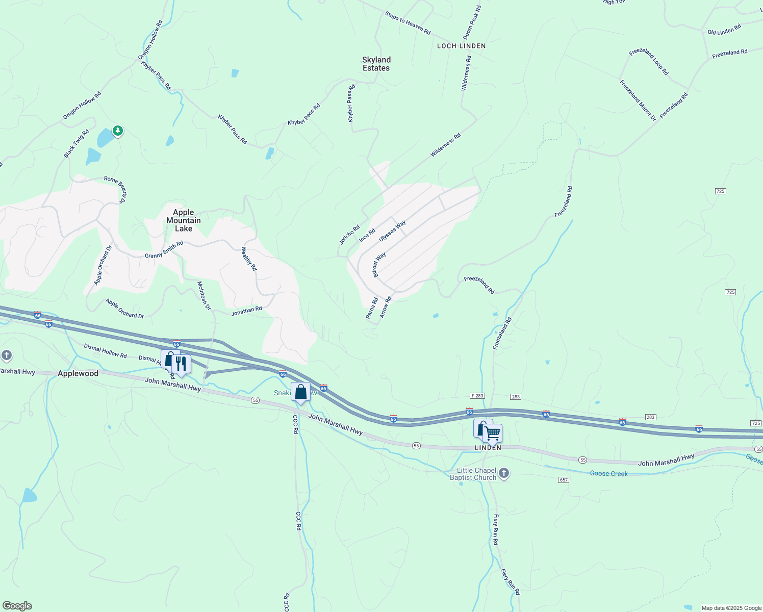 map of restaurants, bars, coffee shops, grocery stores, and more near 51 Parna Road in Linden
