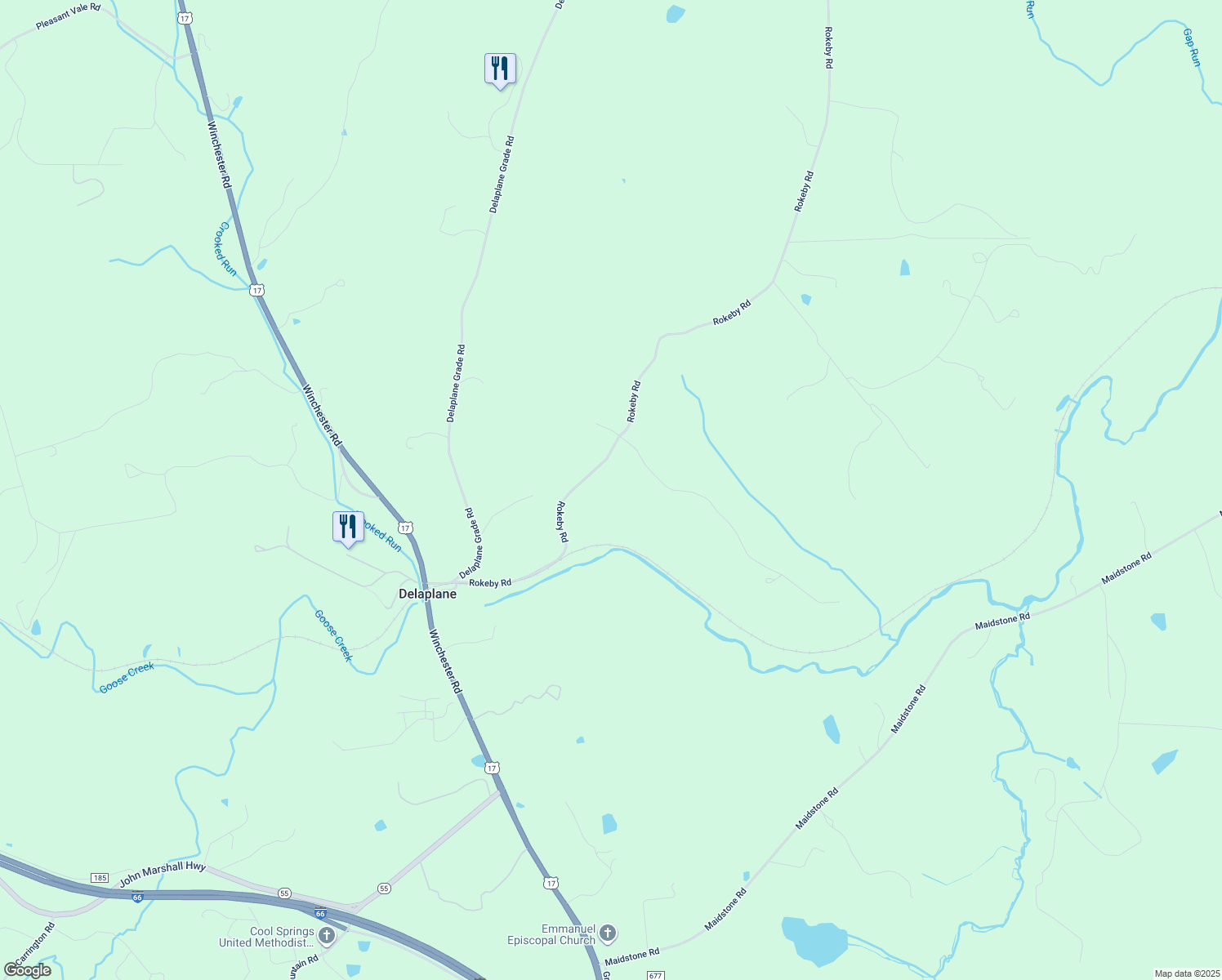 map of restaurants, bars, coffee shops, grocery stores, and more near 9565 Briar Lane in Delaplane