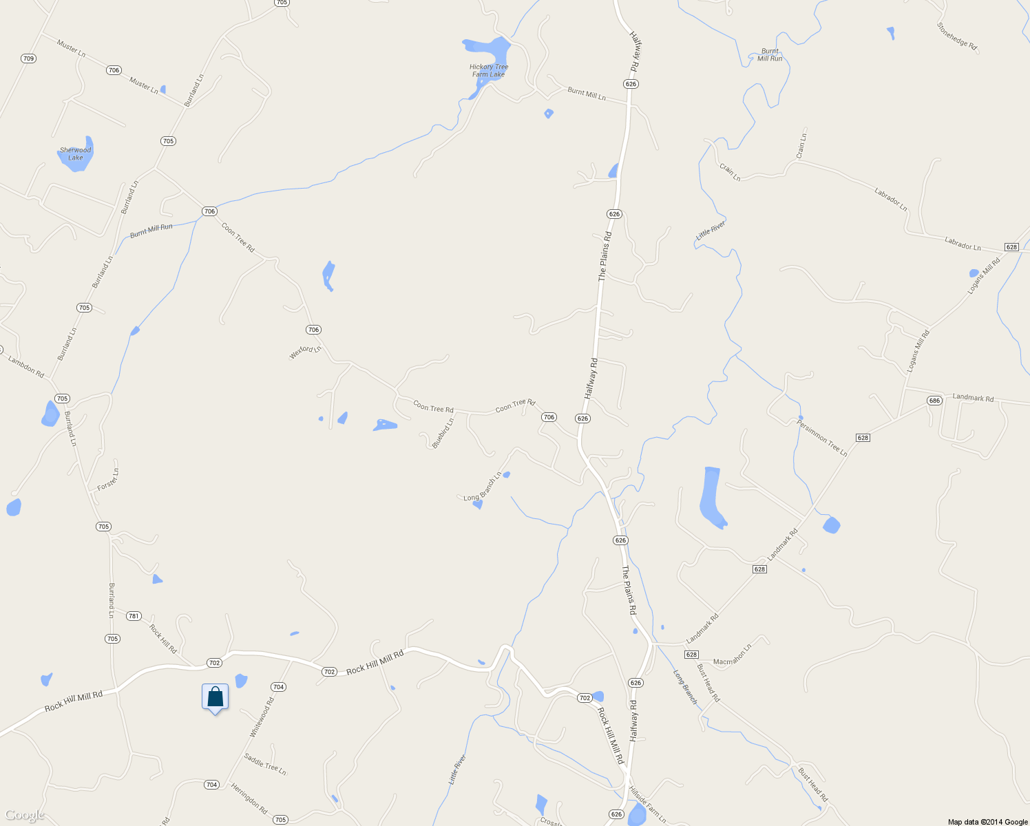 map of restaurants, bars, coffee shops, grocery stores, and more near 5597 Coon Tree Road in The Plains