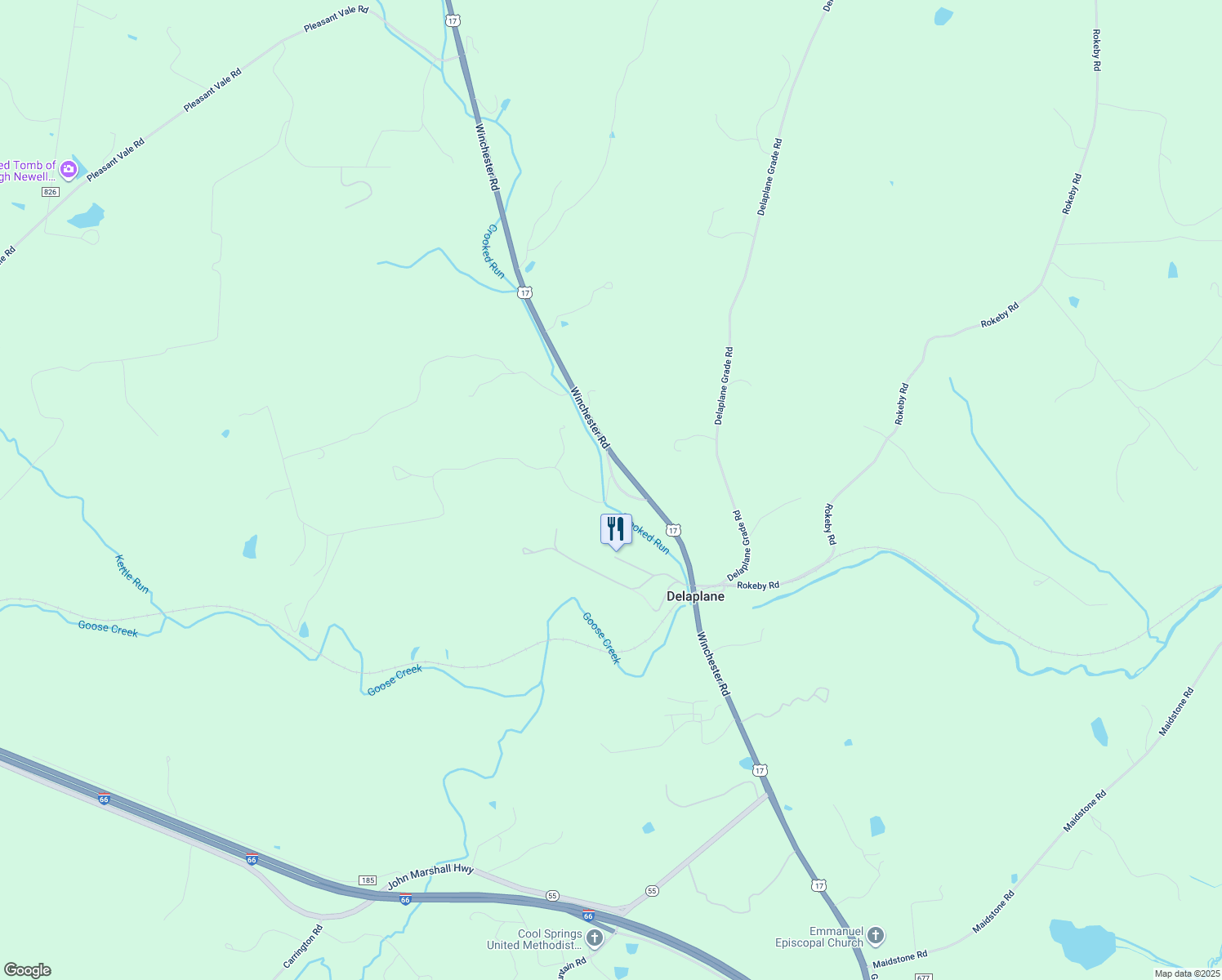 map of restaurants, bars, coffee shops, grocery stores, and more near 2720 Crooked Run Road in Delaplane