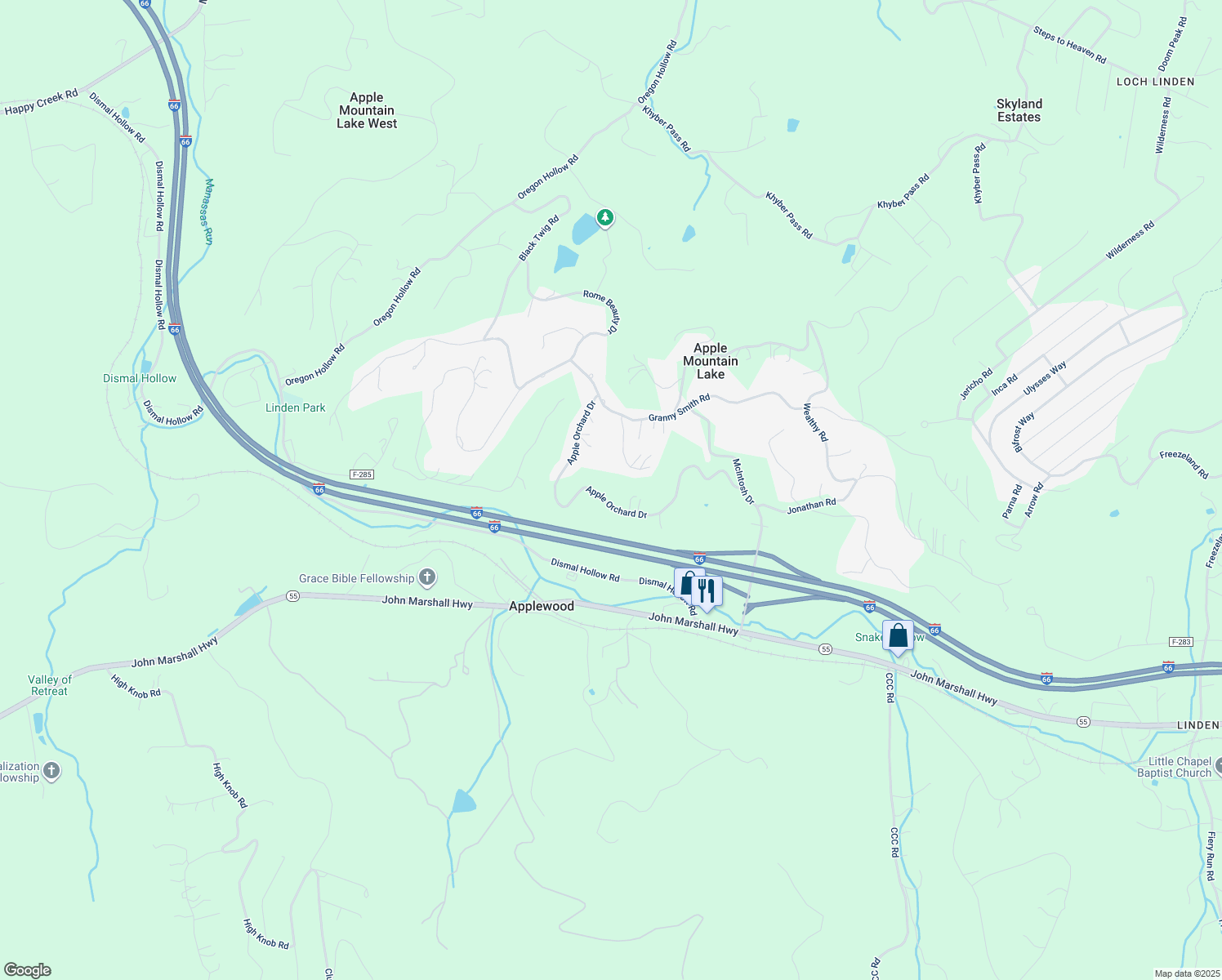 map of restaurants, bars, coffee shops, grocery stores, and more near 507 Apple Orchard Drive in Linden